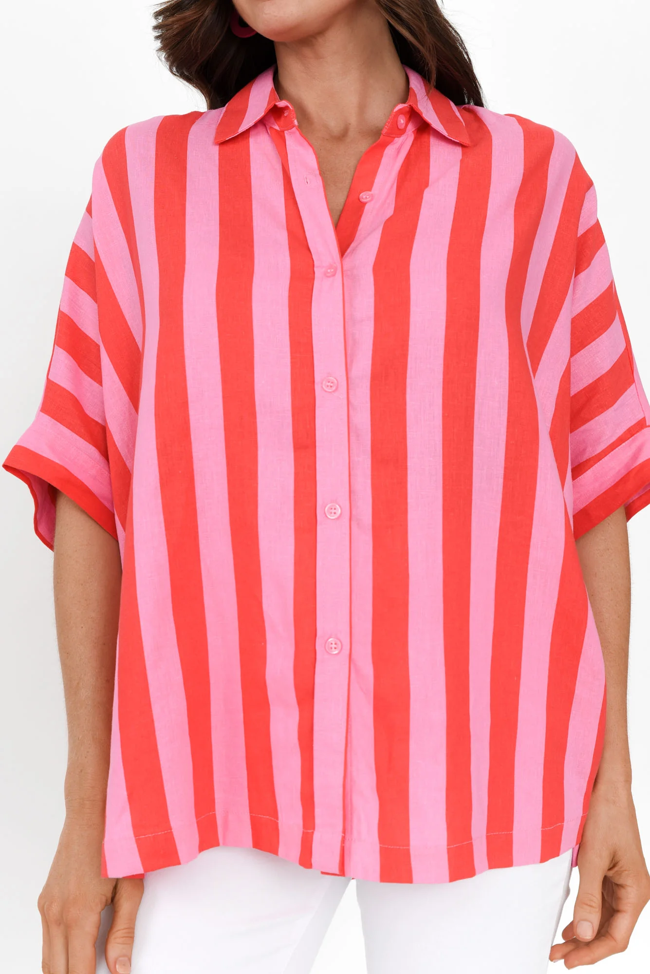 Palermo Pink Stripe Linen Blend Shirt
