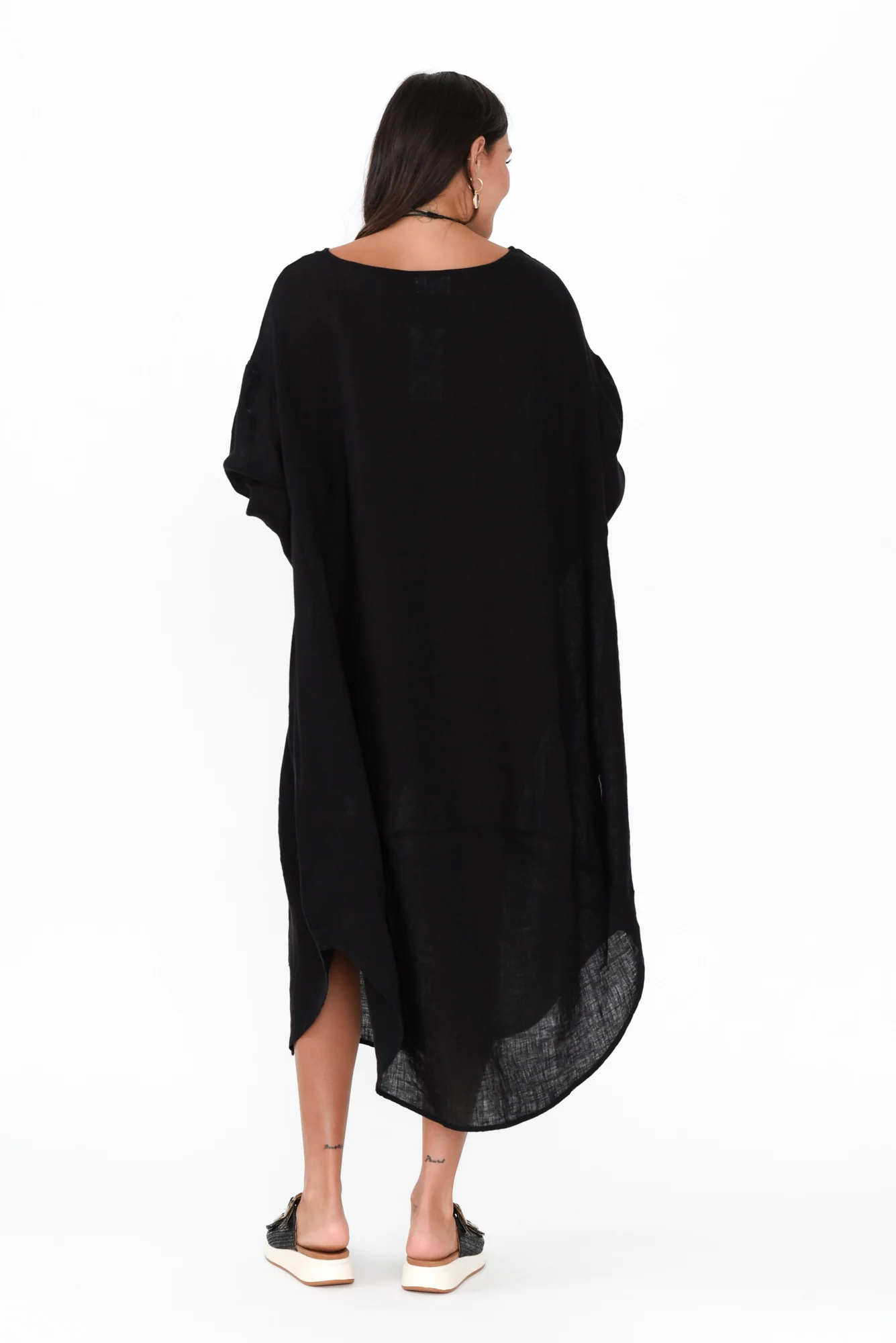 Kana Black Linen Dress