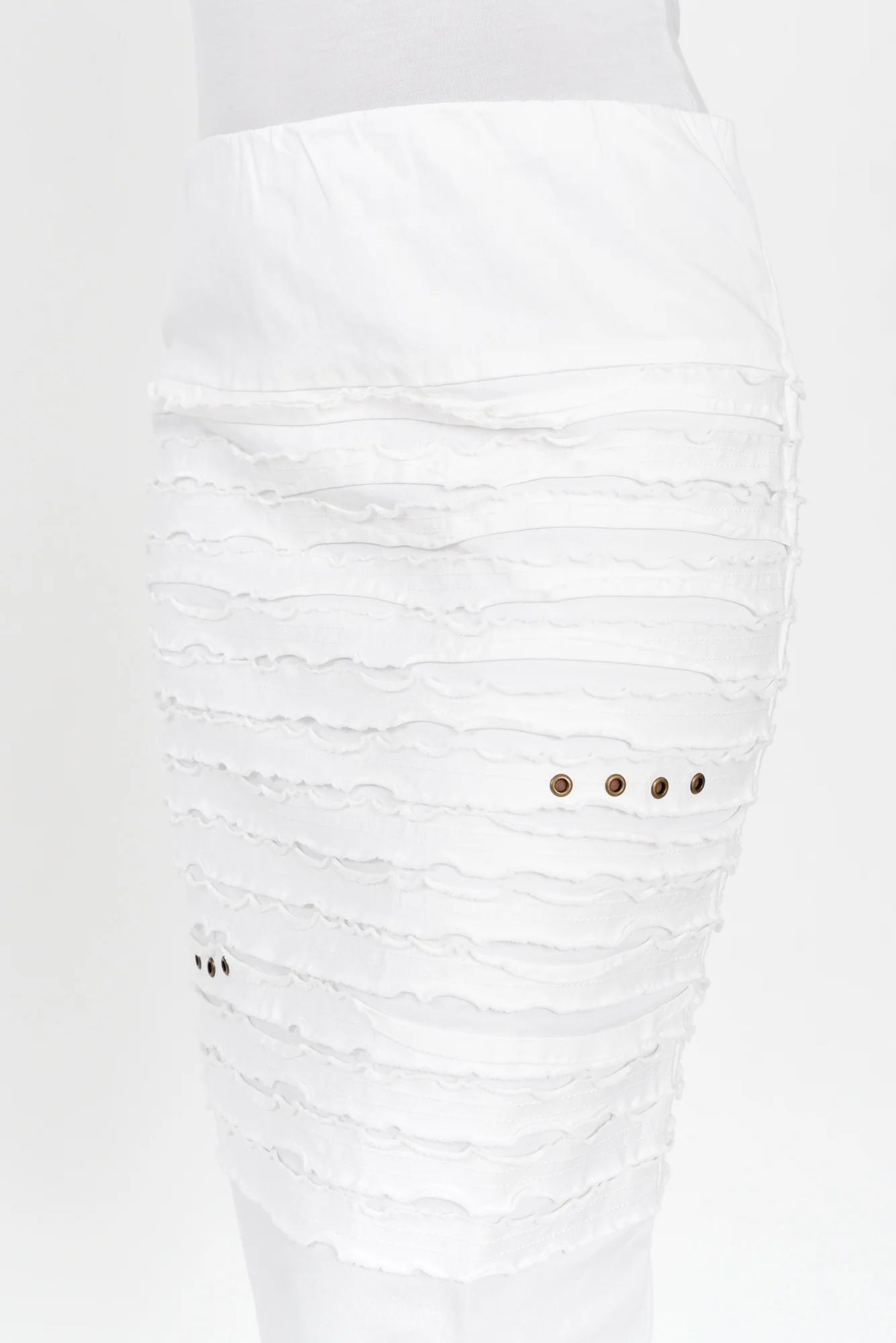 Lissa White Cotton Blend Twill Skirt