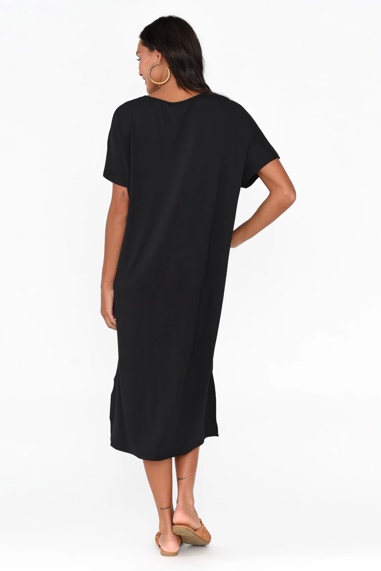 Dennis Black Bamboo V Neck Dress