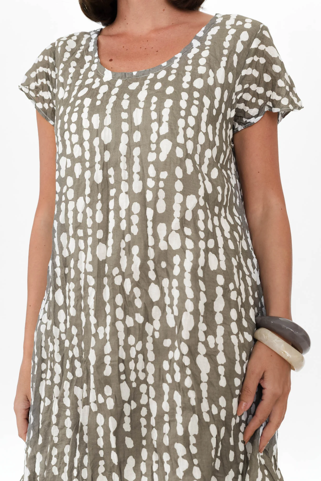 Lauren Grey Speckle Crinkle Cotton Dress