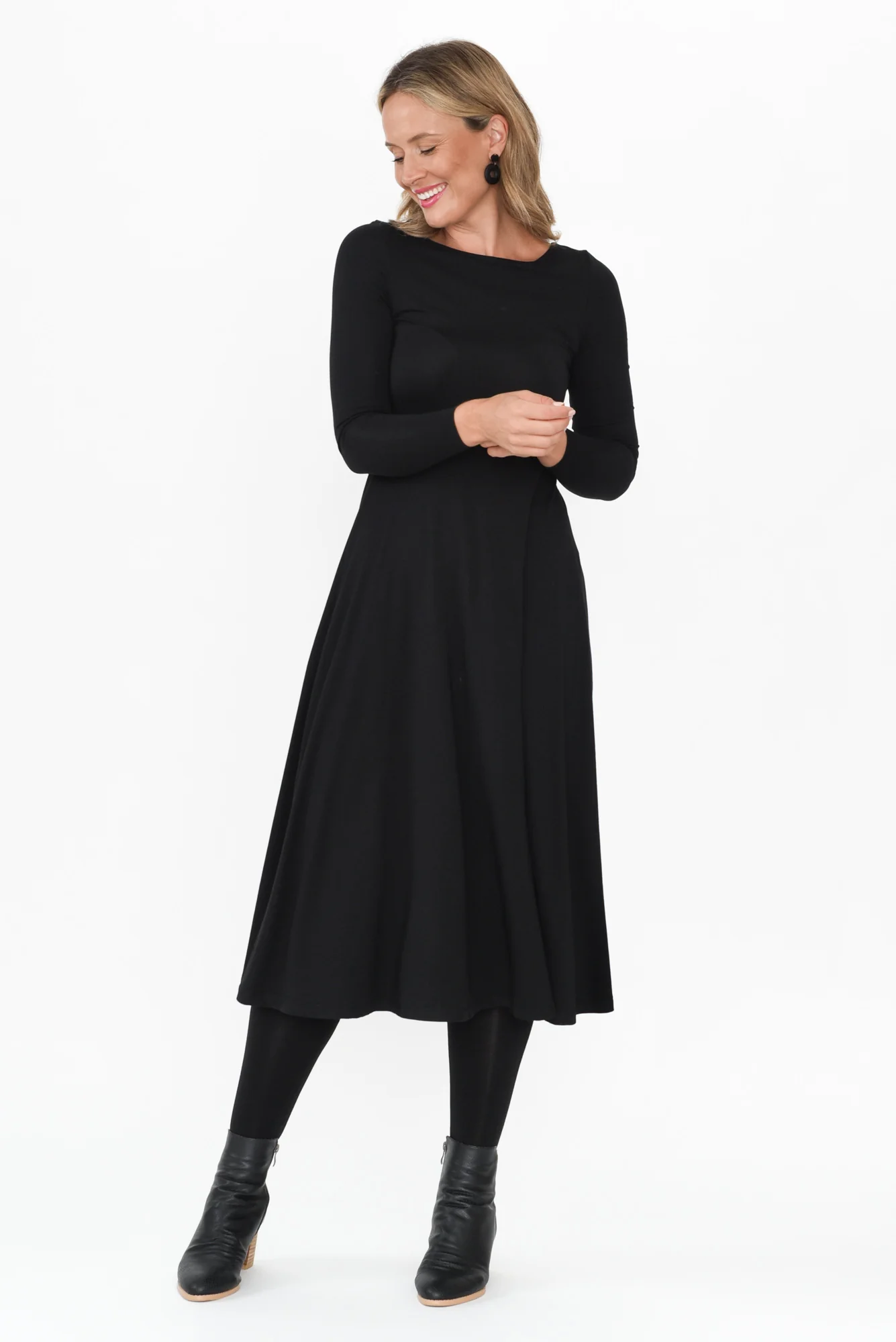 Olivia Black Bamboo Sleeved Dress