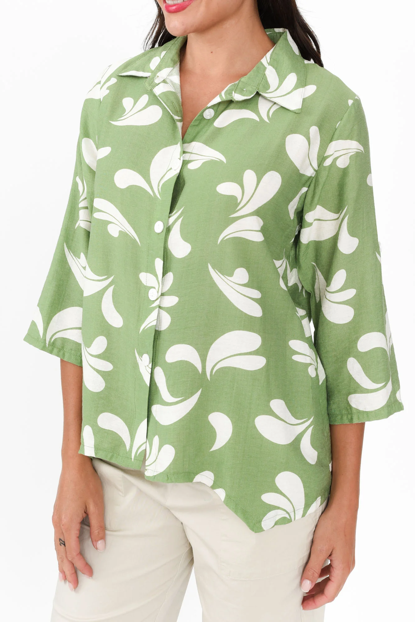 Myah Green Splash Collared Shirt