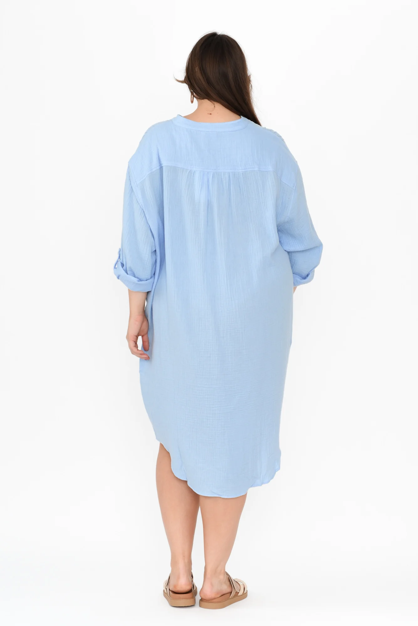 Tropez Blue Cotton Cheesecloth Kaftan