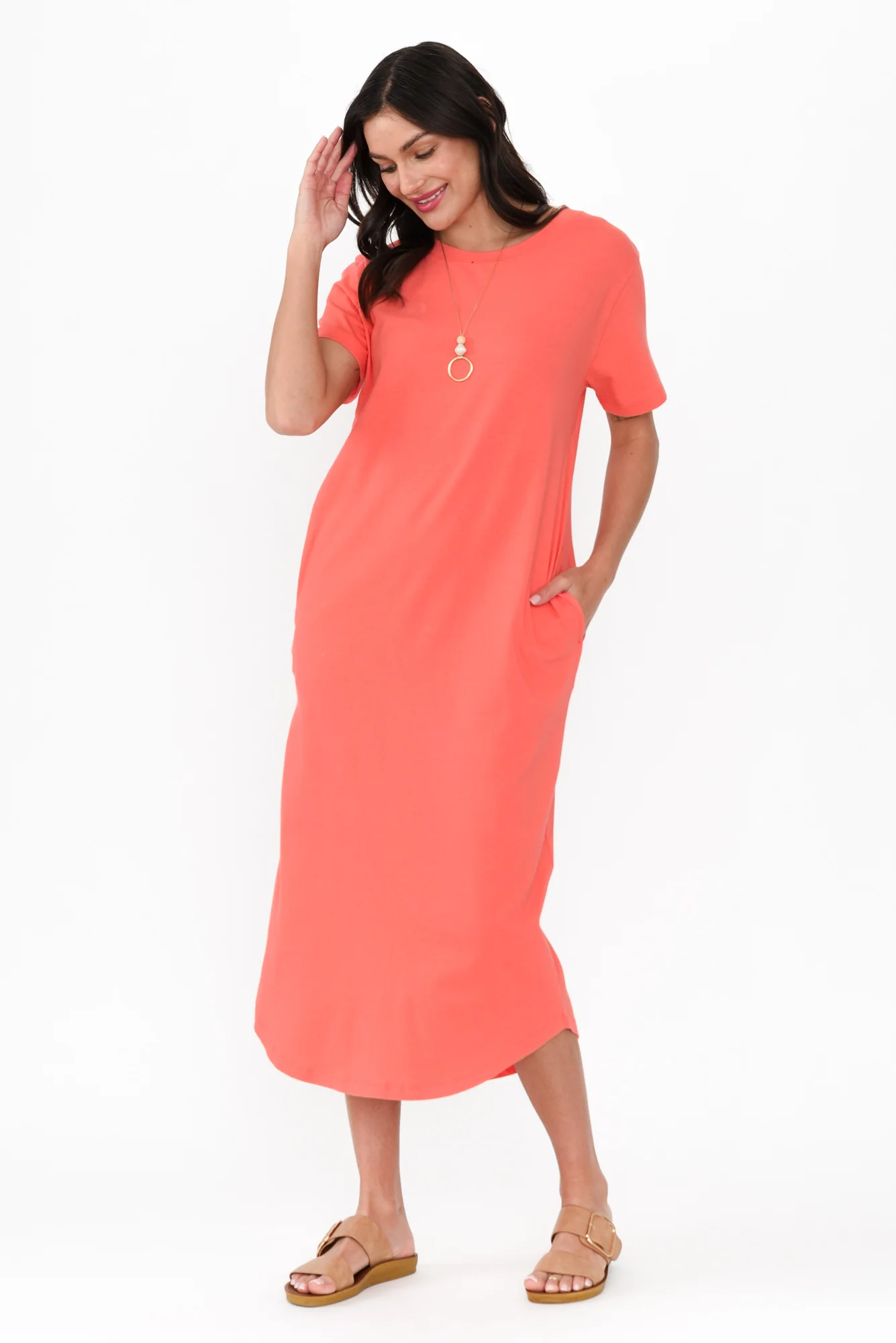 Ottawa Coral Cotton Tee Dress