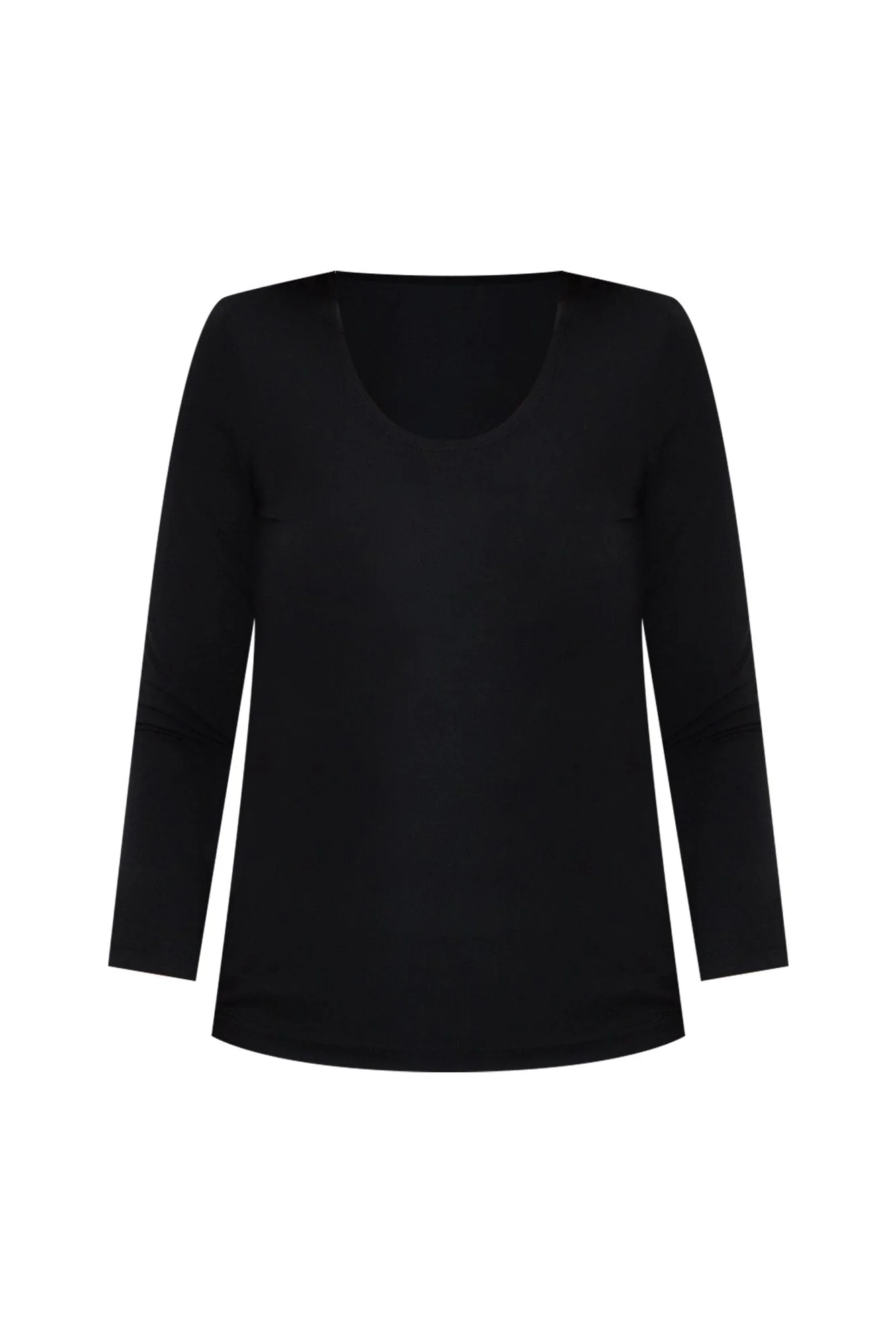Black Micro Modal Scoop Neck Long Sleeve