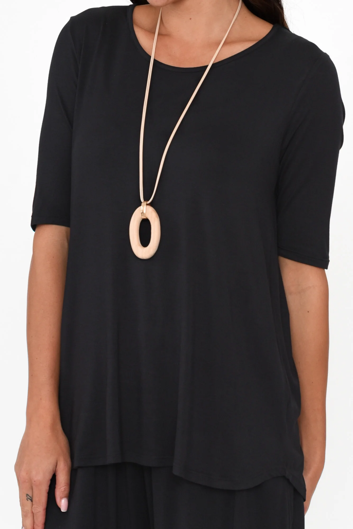 Maya Black Half Sleeve Tee