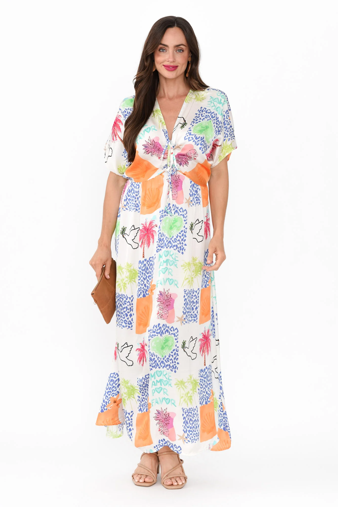 Rosina White Jungle Tie Dress