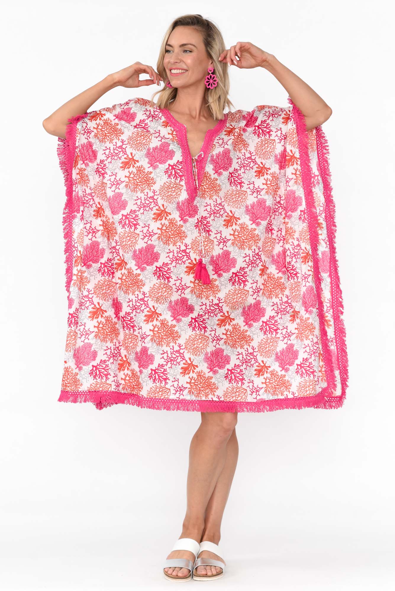 Bedarra Pink Coral Cotton Kaftan