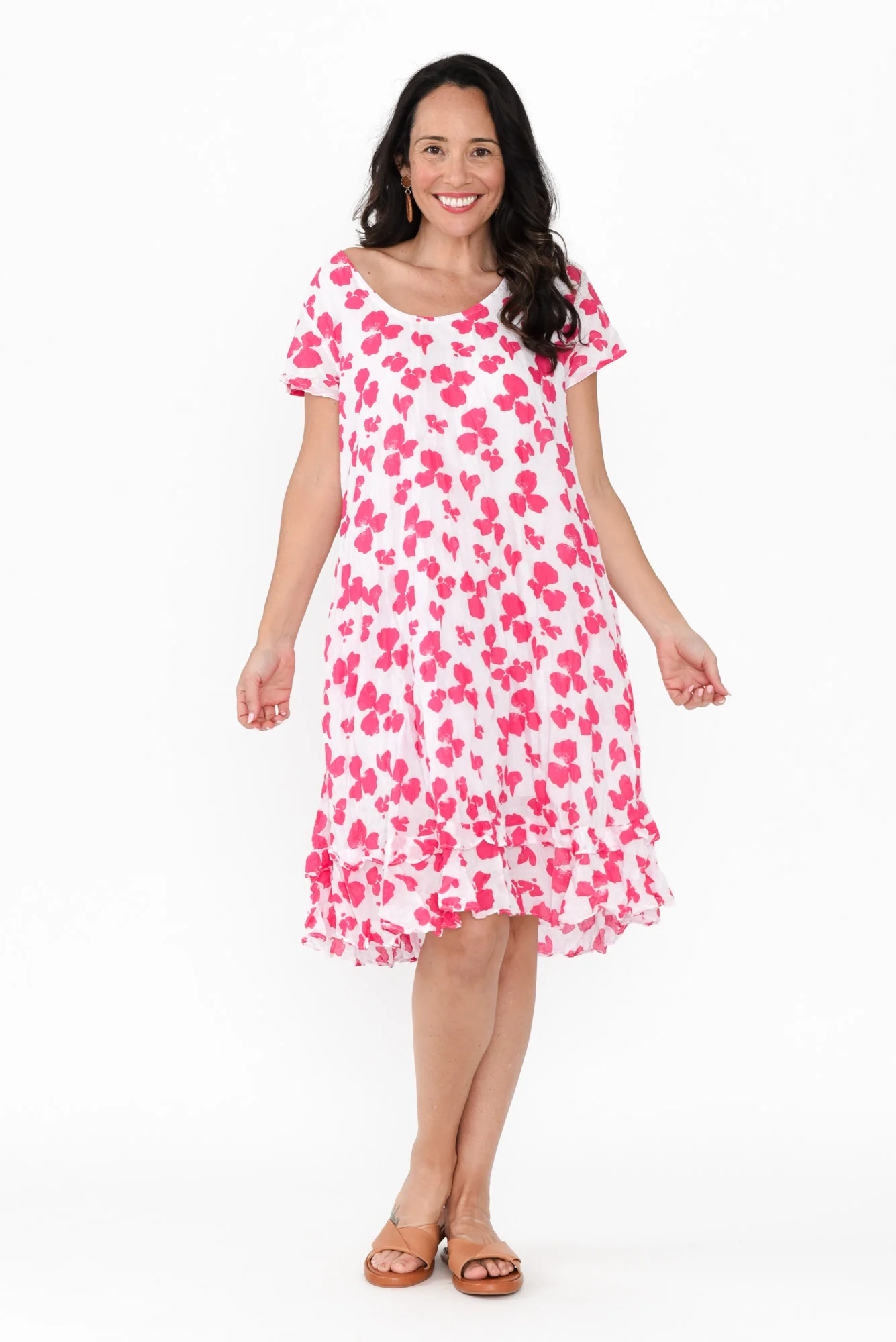 Lauren Pink Fiesta Crinkle Cotton Dress