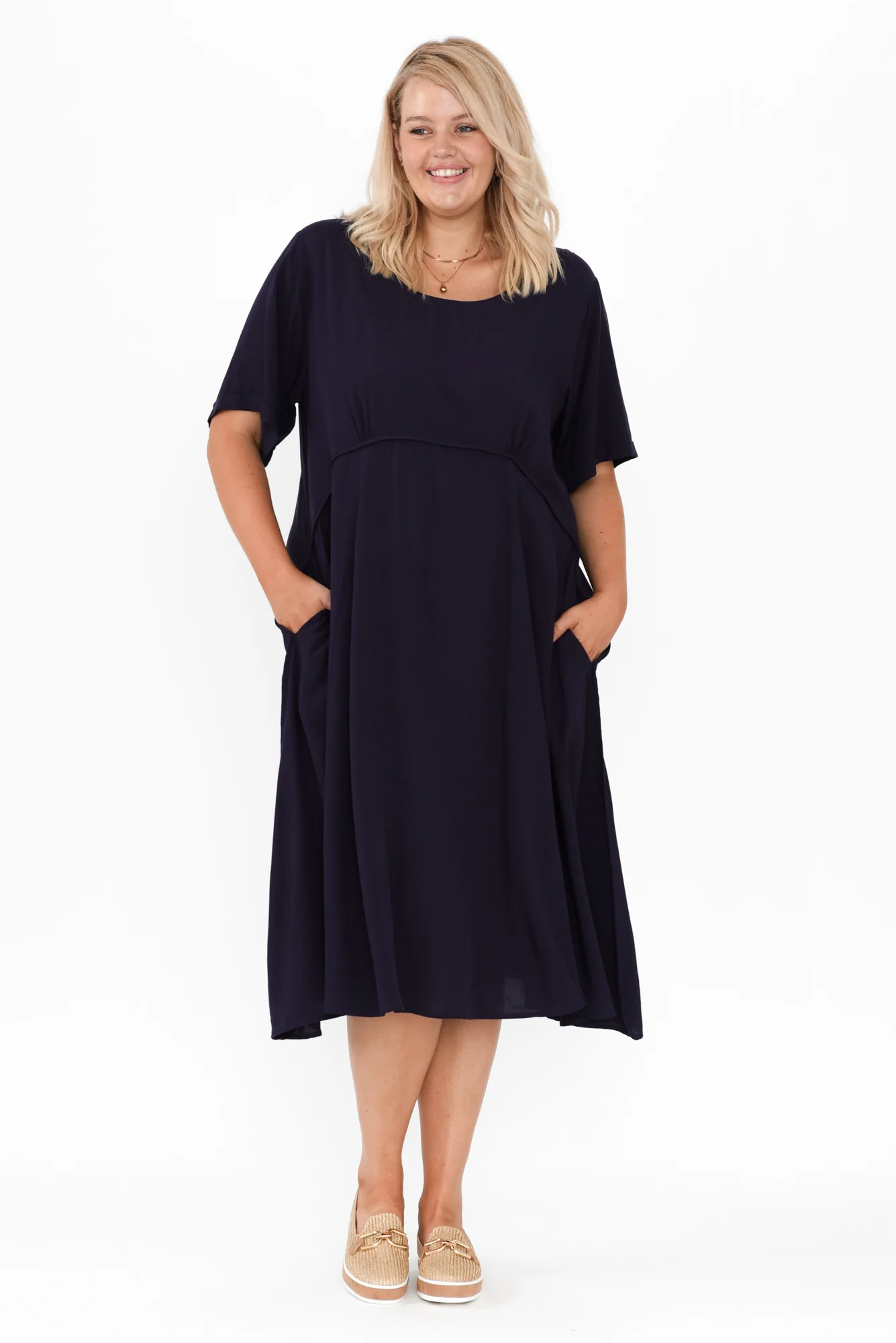 Zaelia Navy Crescent Dress
