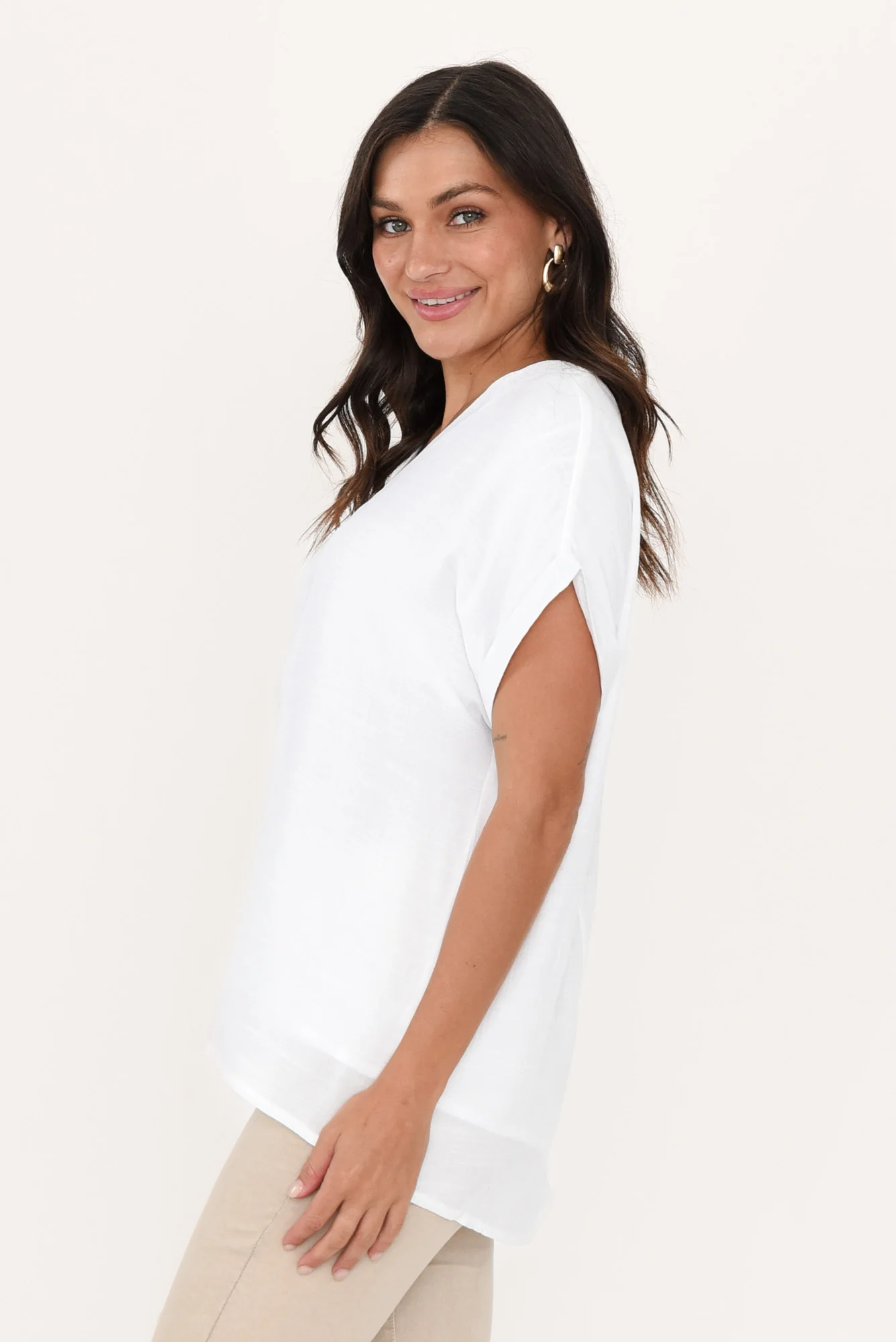 Miray White Button Top