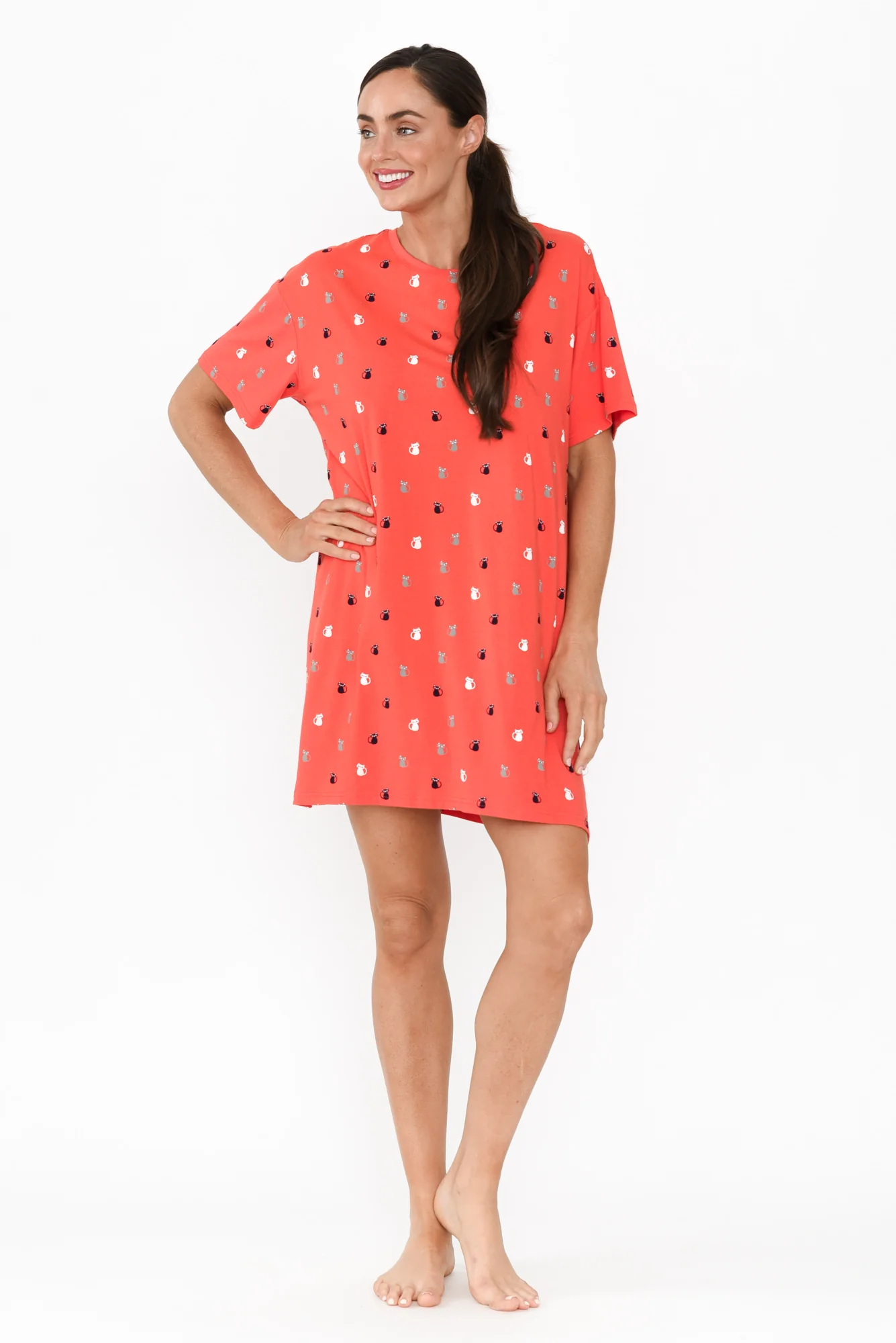 Collie Coral Kitty Bamboo Nightie