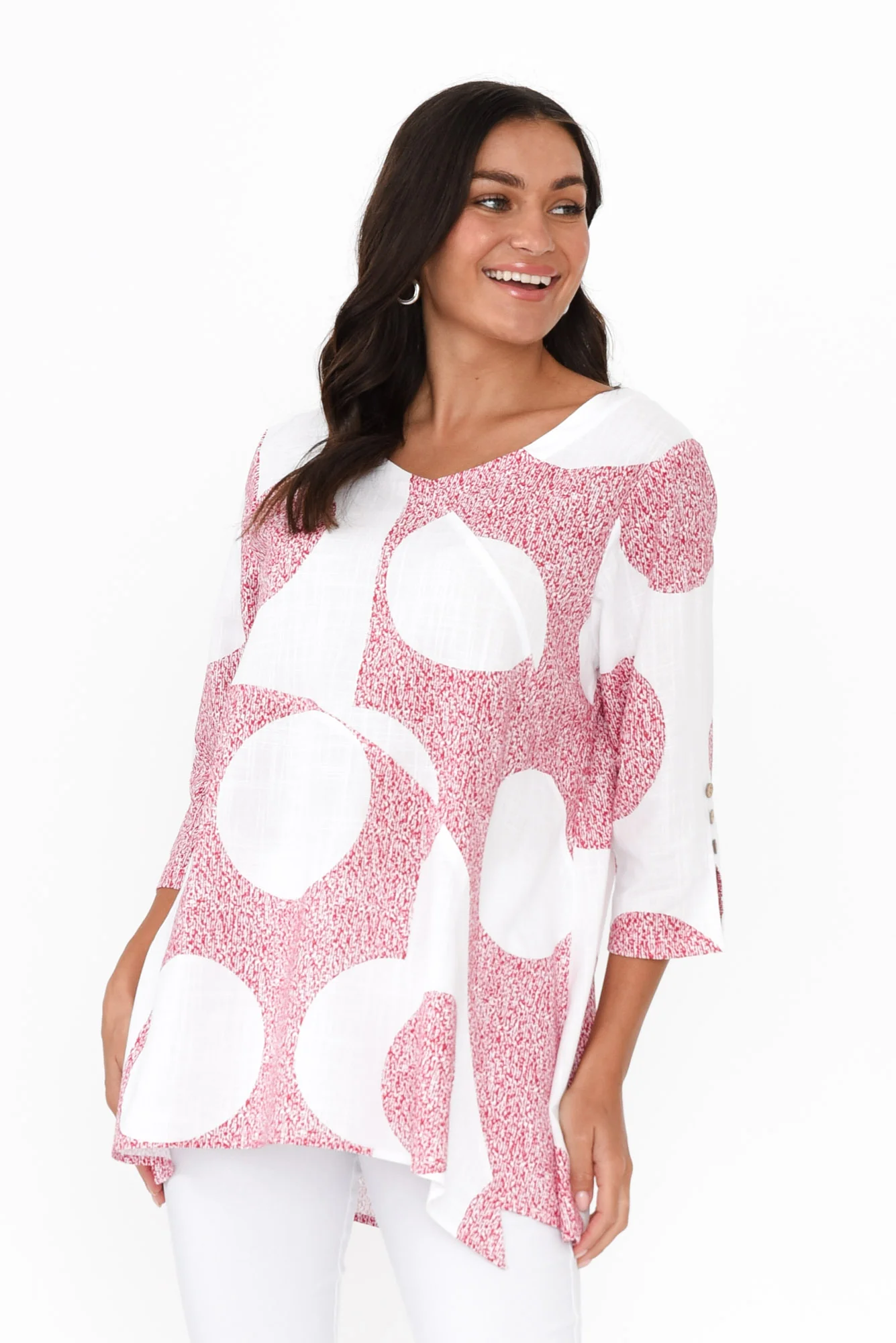 Dina Red Speckle Linen Cotton Top