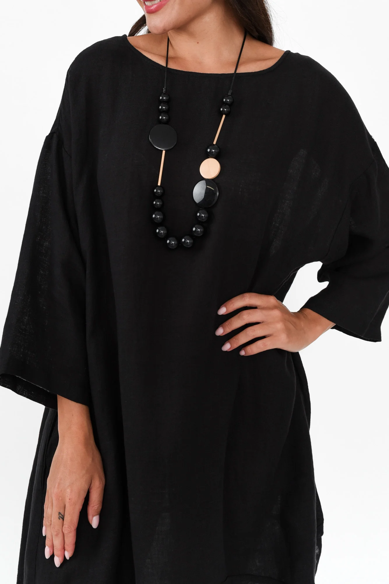 Kana Black Linen Dress