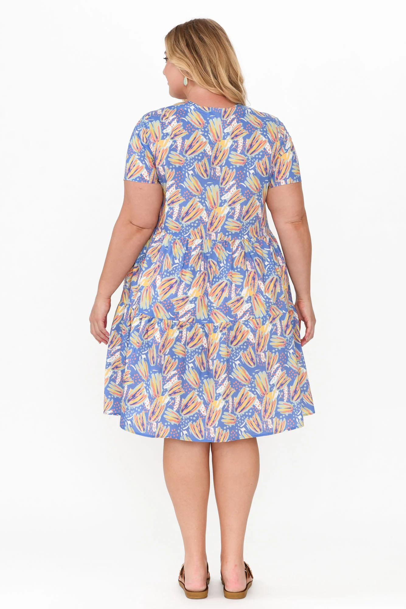 Kienna Blue Abstract Cotton Poplin Dress