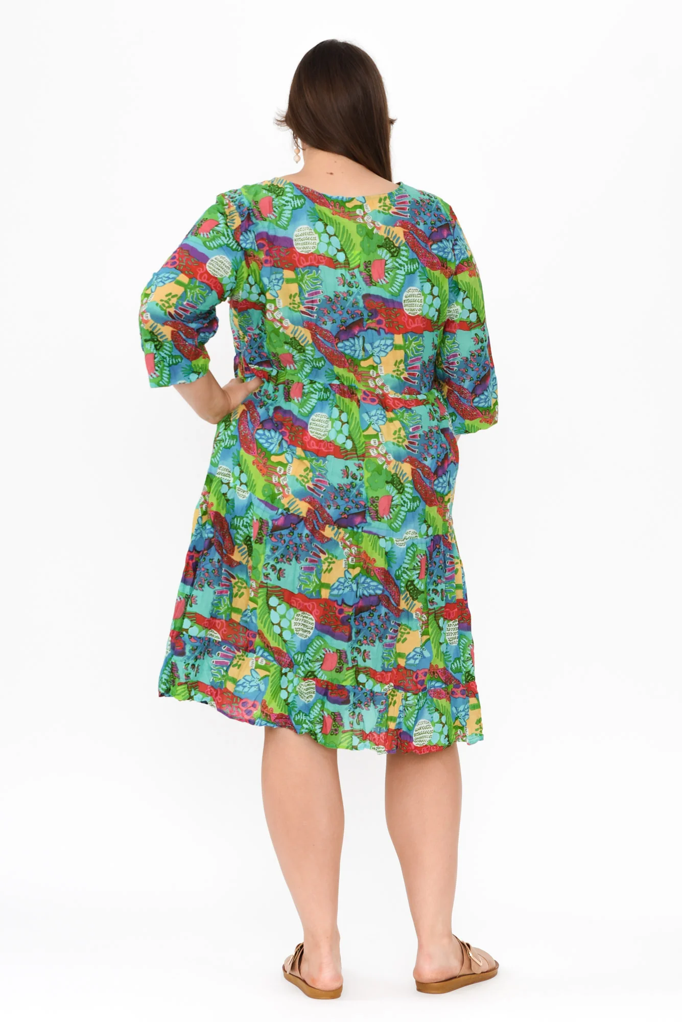 Milana Green Serenity Crinkle Cotton Dress