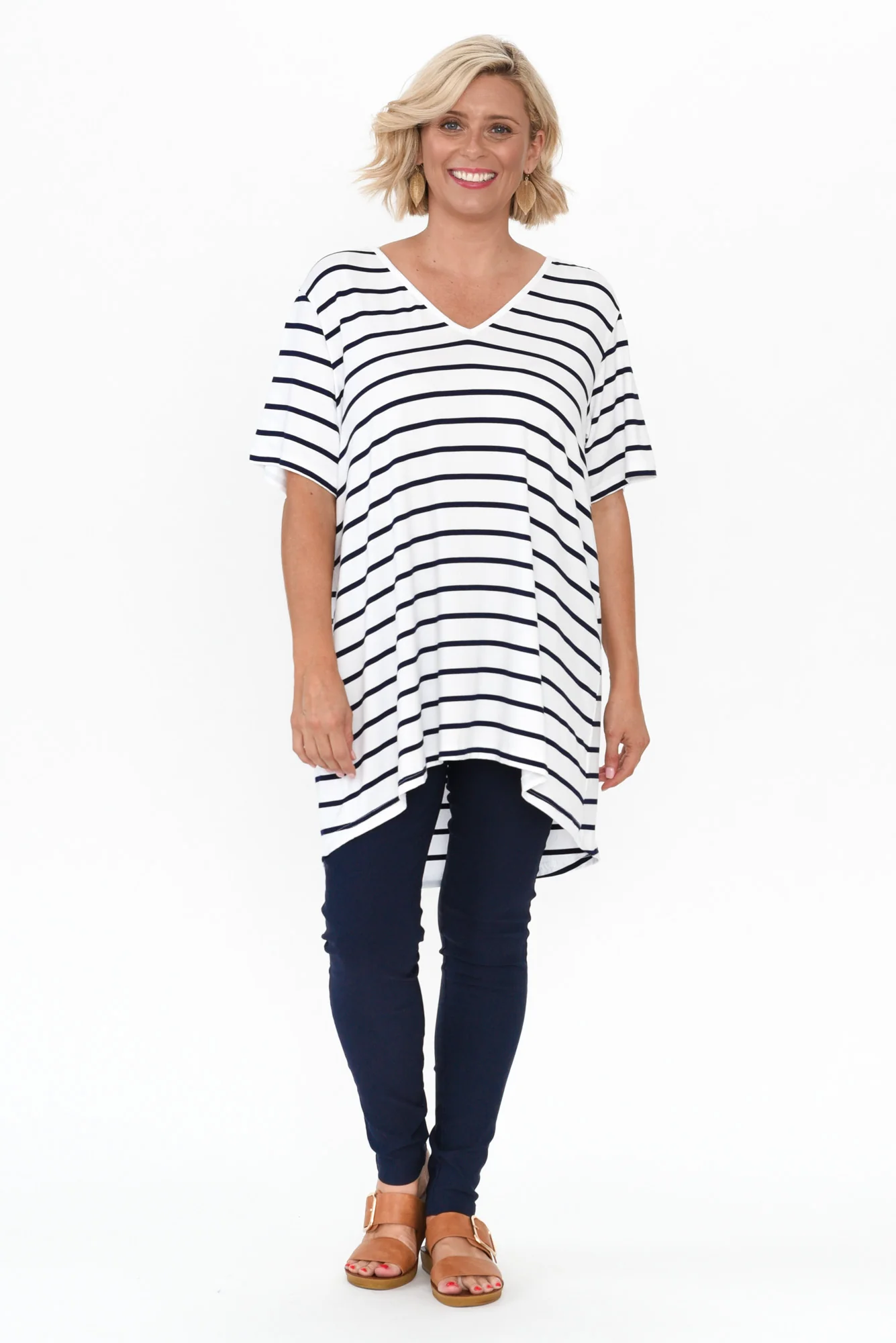 Novella White Stripe Bamboo Top