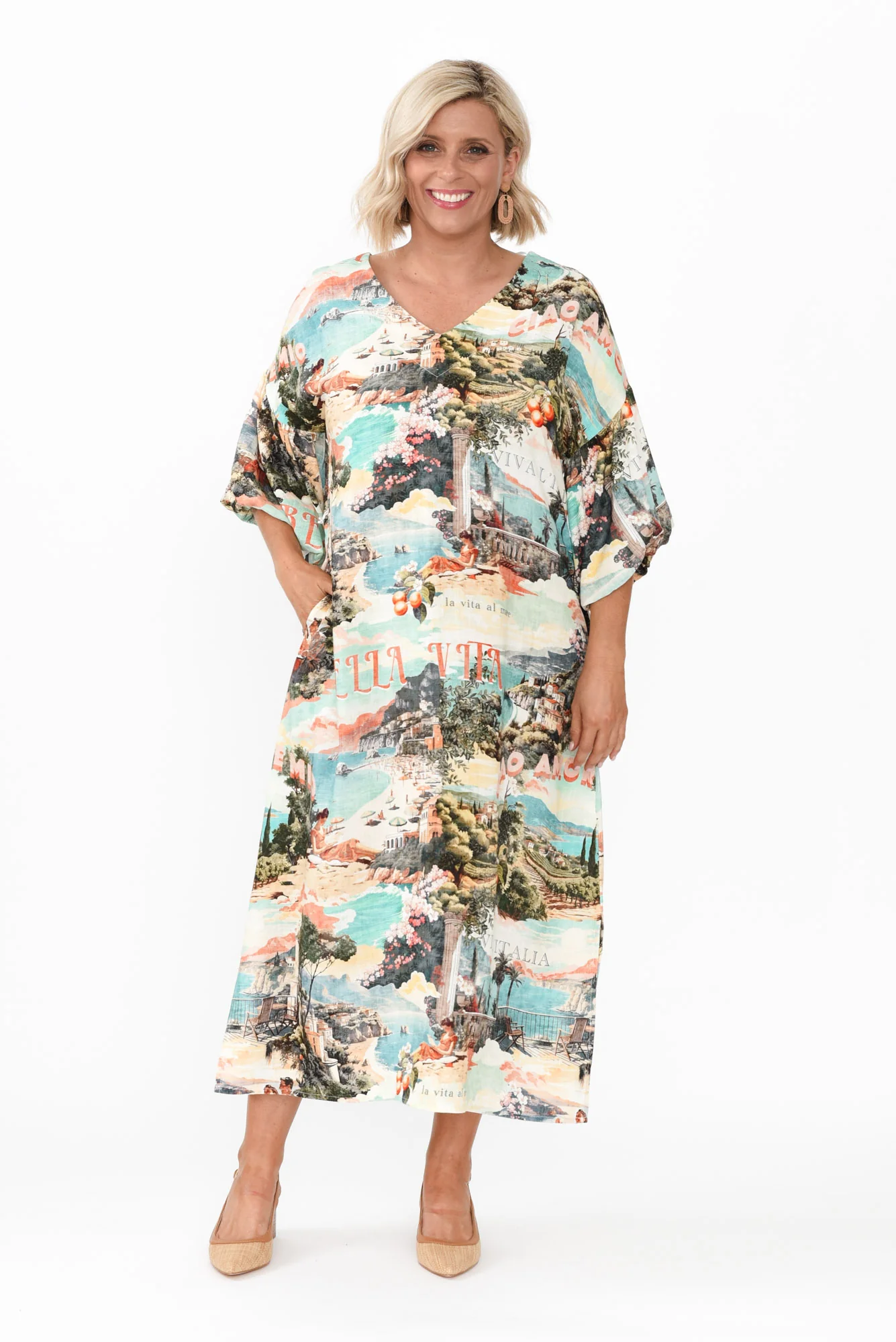 Envy Blue Island Linen Blend Dress