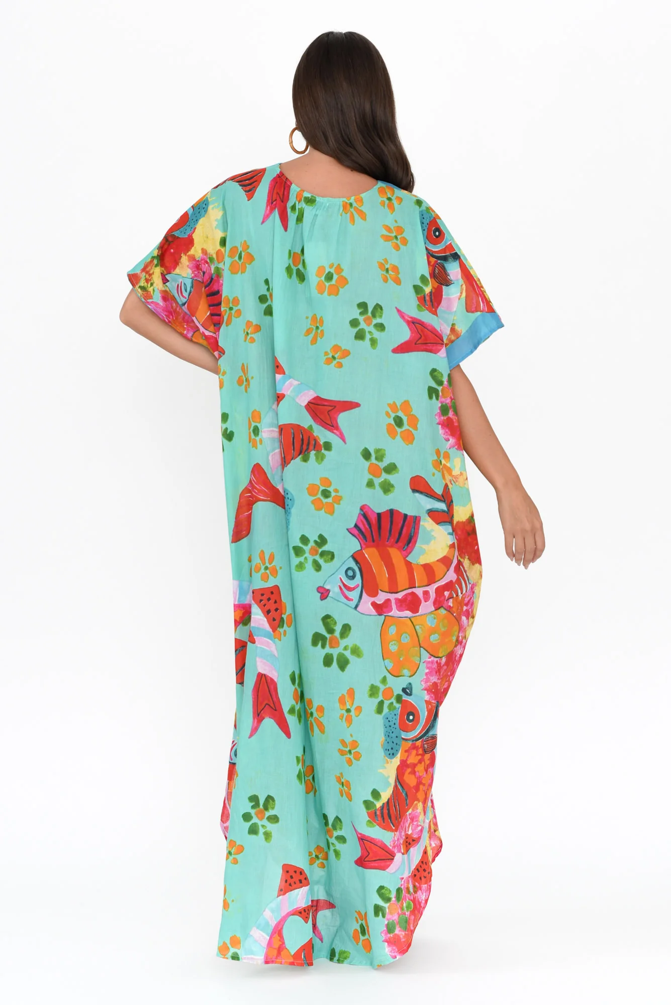Tiwi Teal Sea Cotton Kaftan
