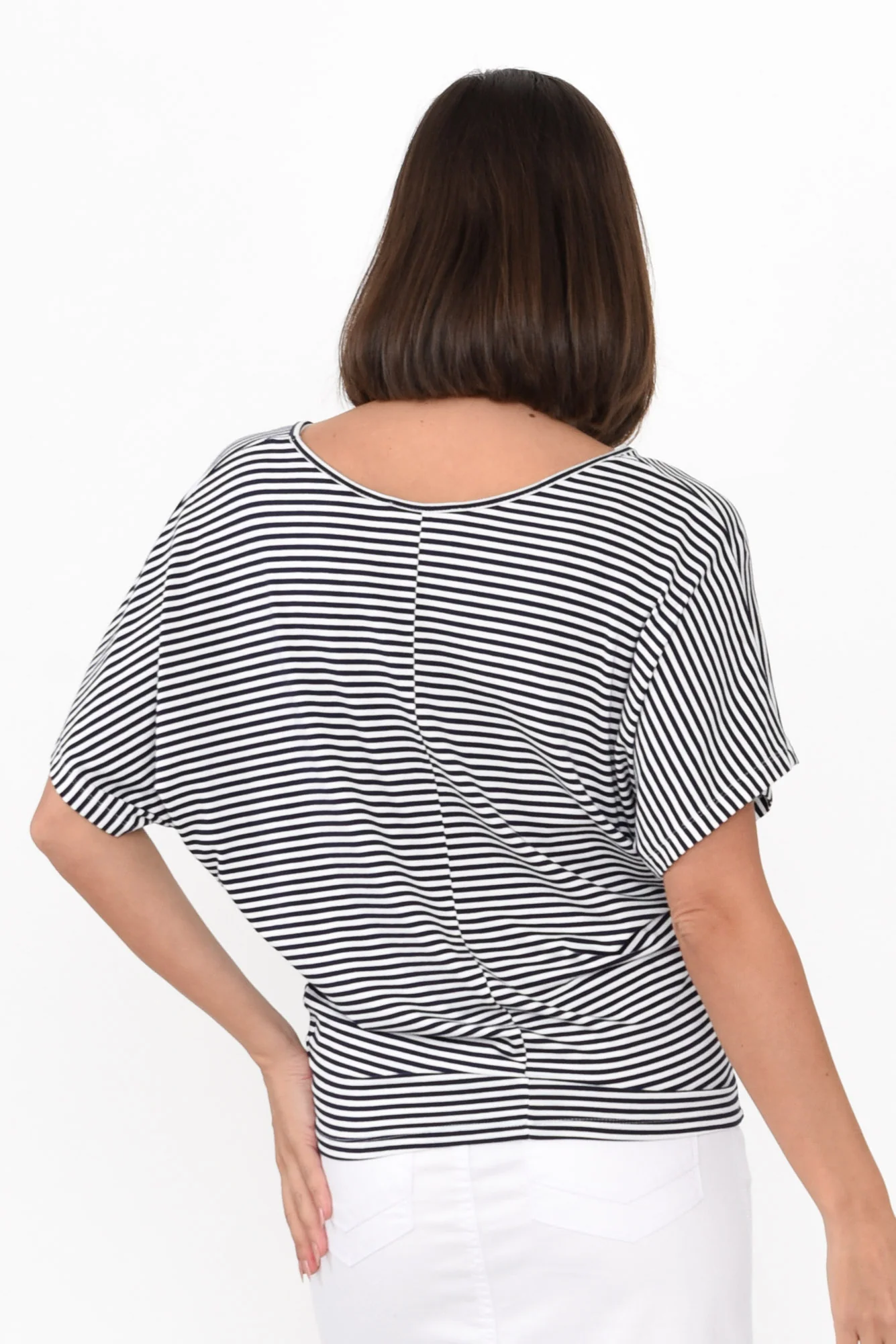 Navy and White Stripe Maui Tee