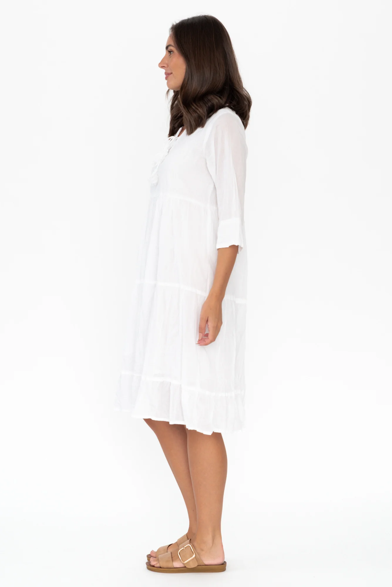Milana White Crinkle Cotton Dress