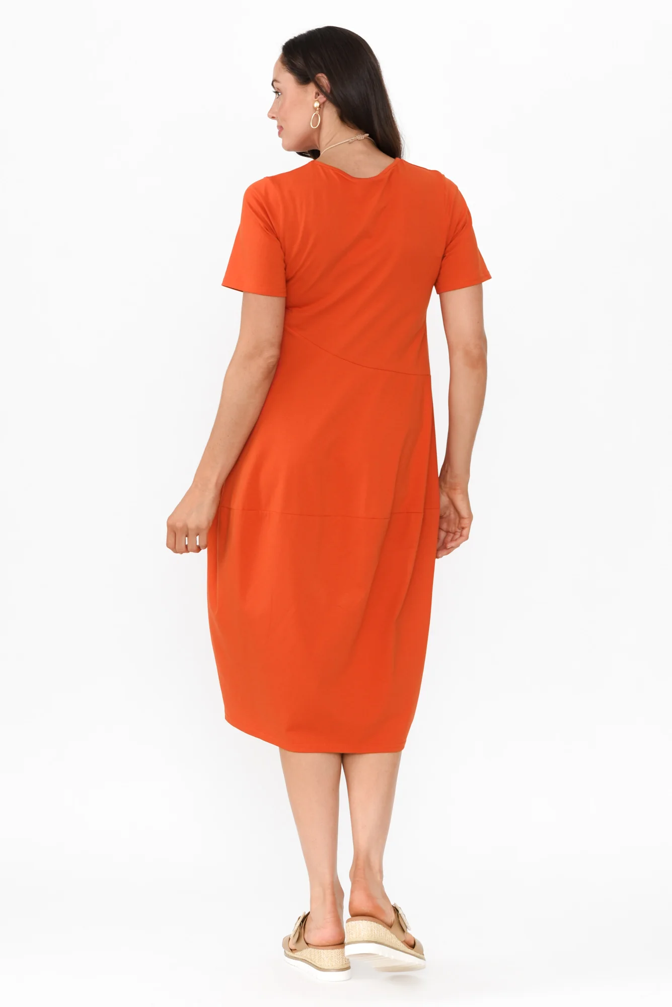 Morgan Orange Diagonal Seam Dress