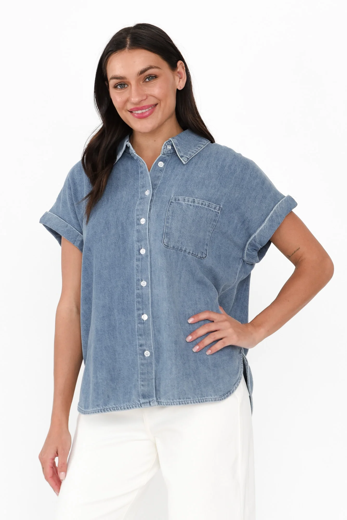 Taylor Blue Denim Collared Shirt
