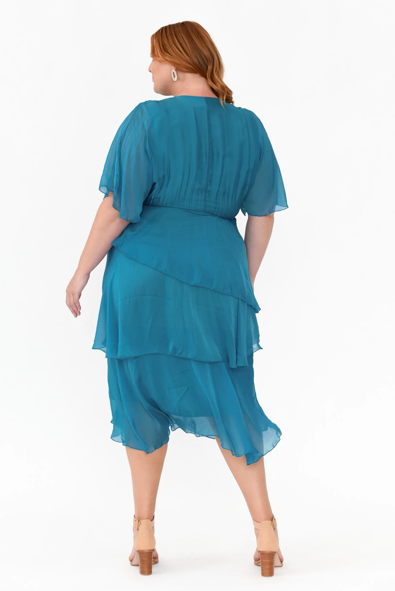 Natalie Teal Silk Layer Dress