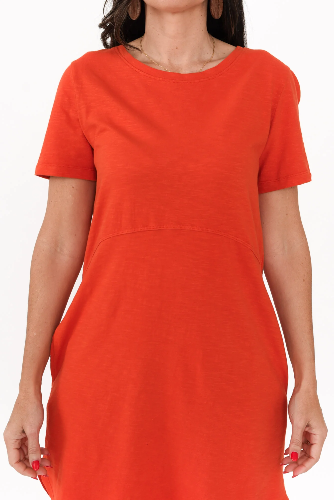 Bay Orange Cotton Tee Dress