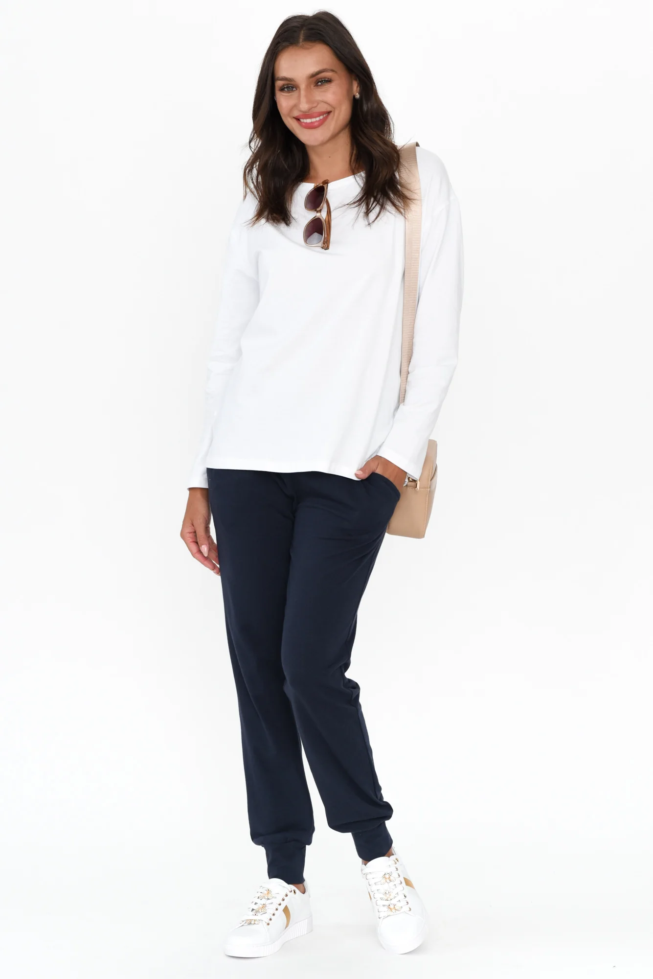 Moya White Cotton Hi Lo Top