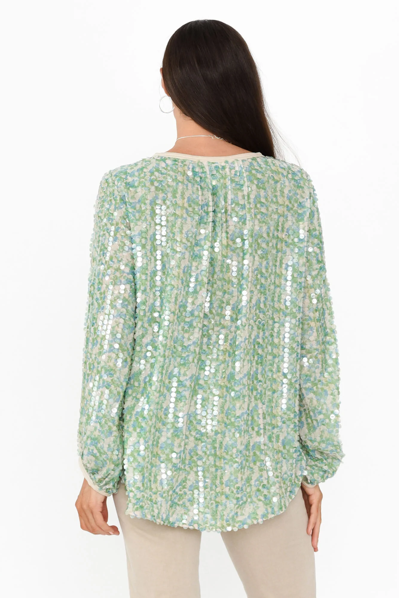 Sebina Green Sequin Top