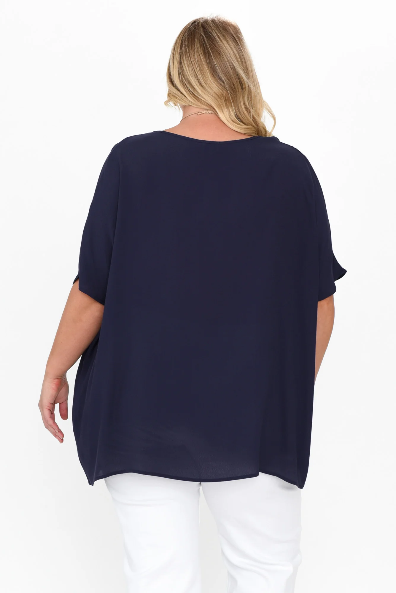 Mali Navy Drape Top