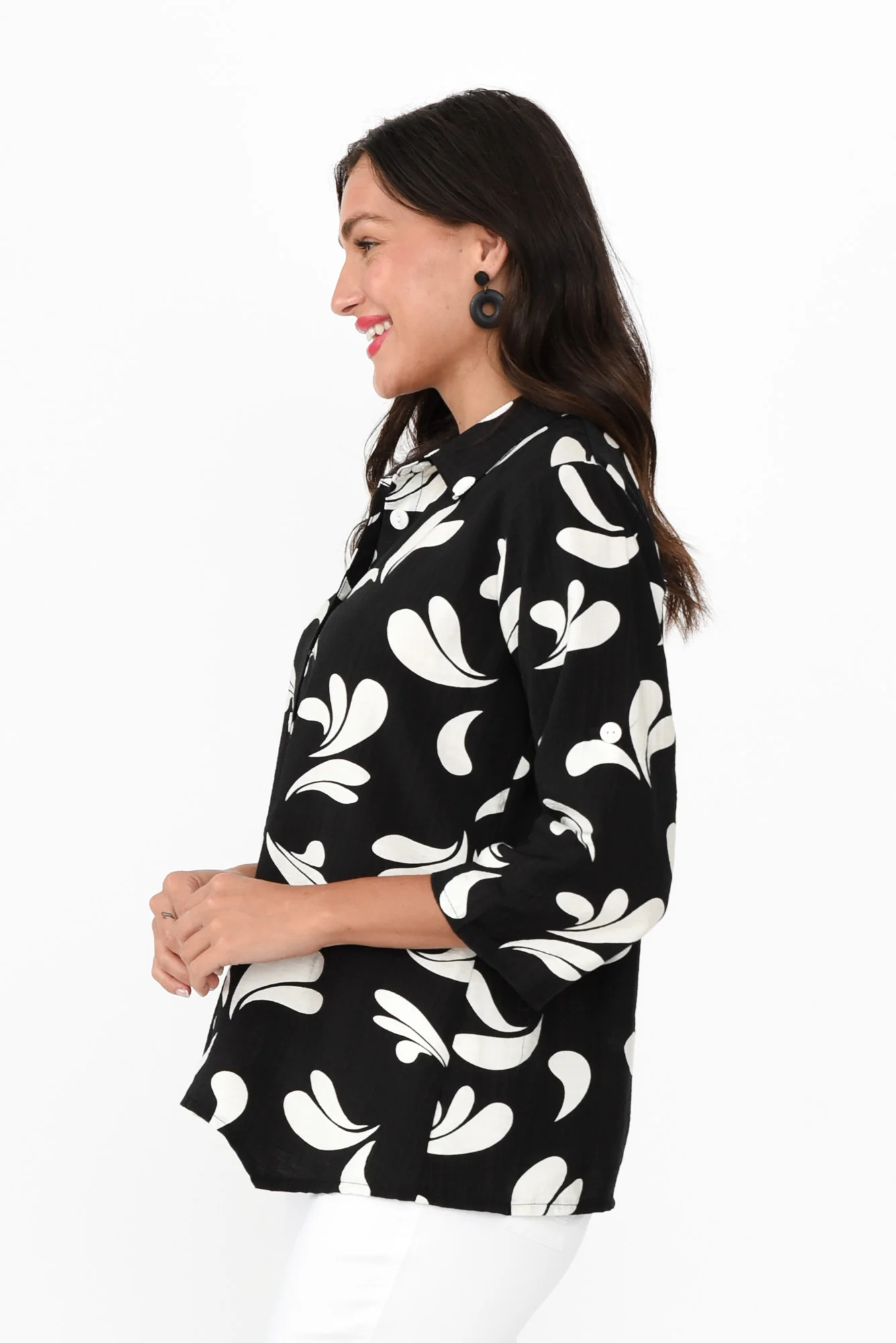 Myah Black Splash Collared Shirt