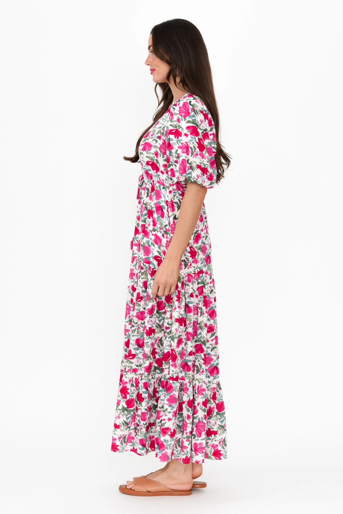 Lainey Fuchsia Floral Tier Dress