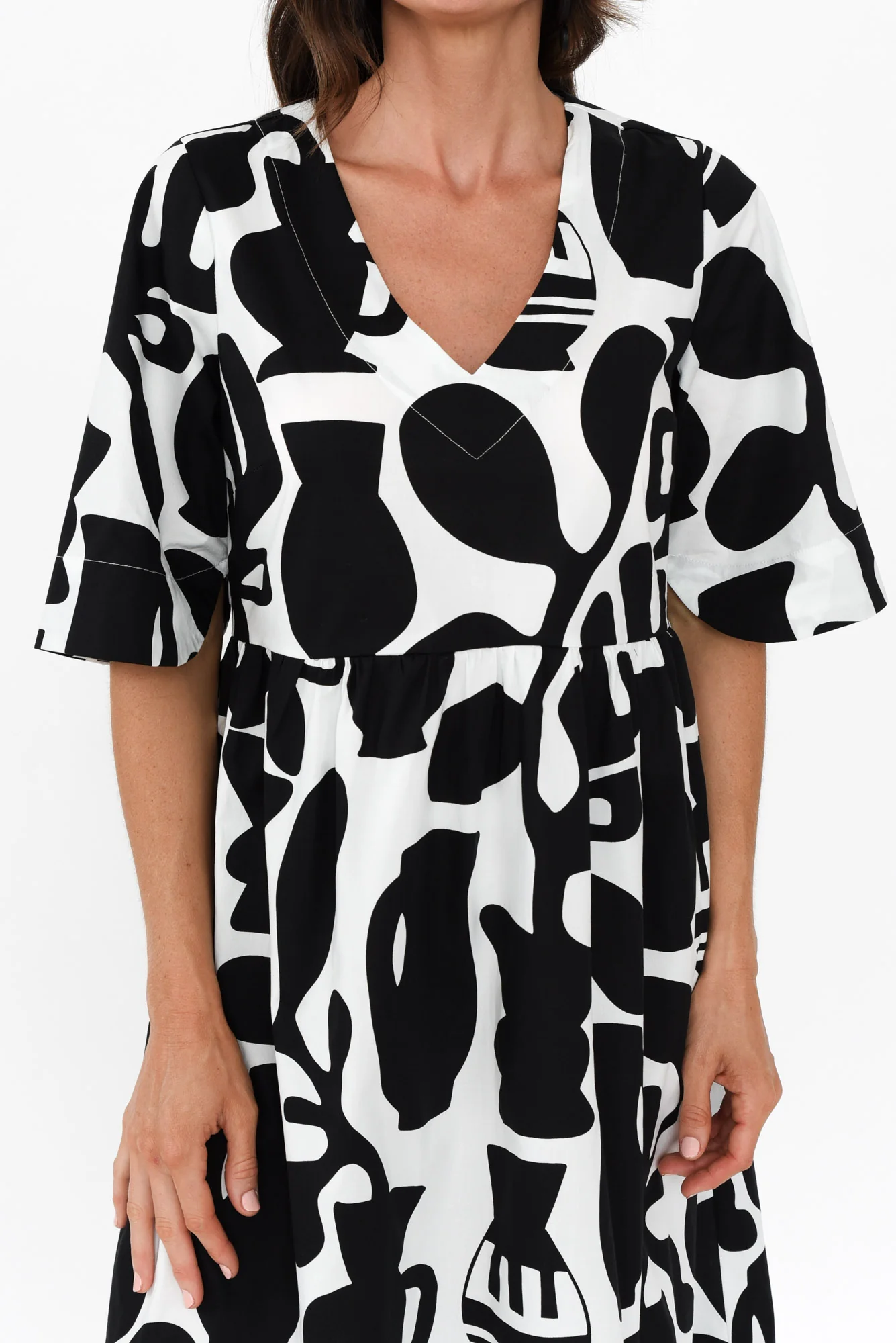 Brightside Black Abstract Cotton Dress