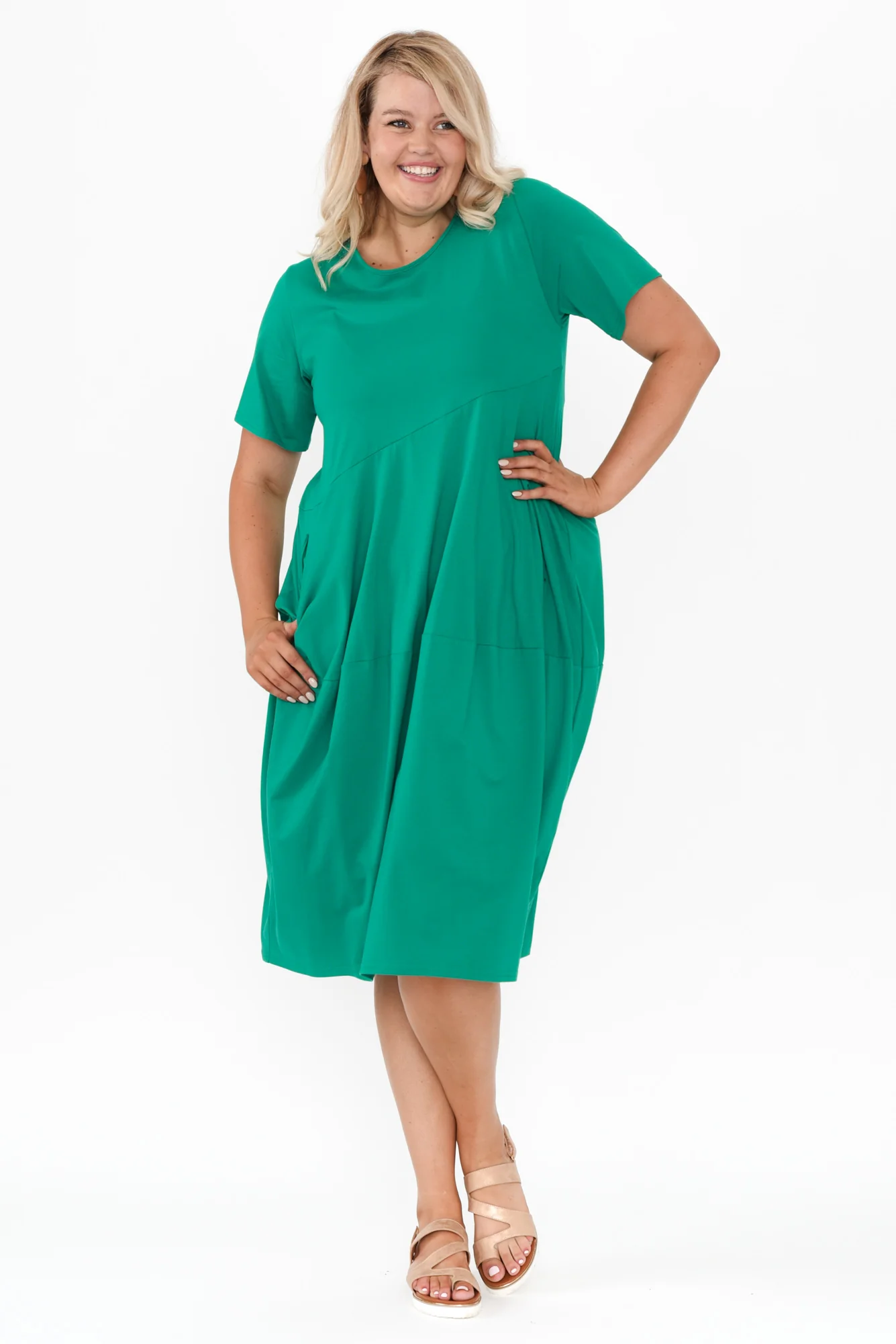 Morgan Teal Diagonal Seam Dress