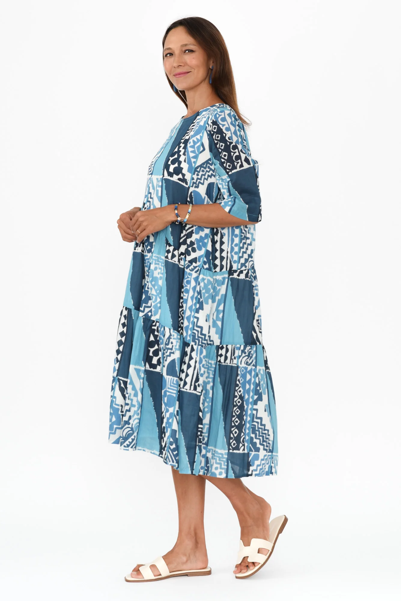 Violetta Blue Motif Cotton Dress