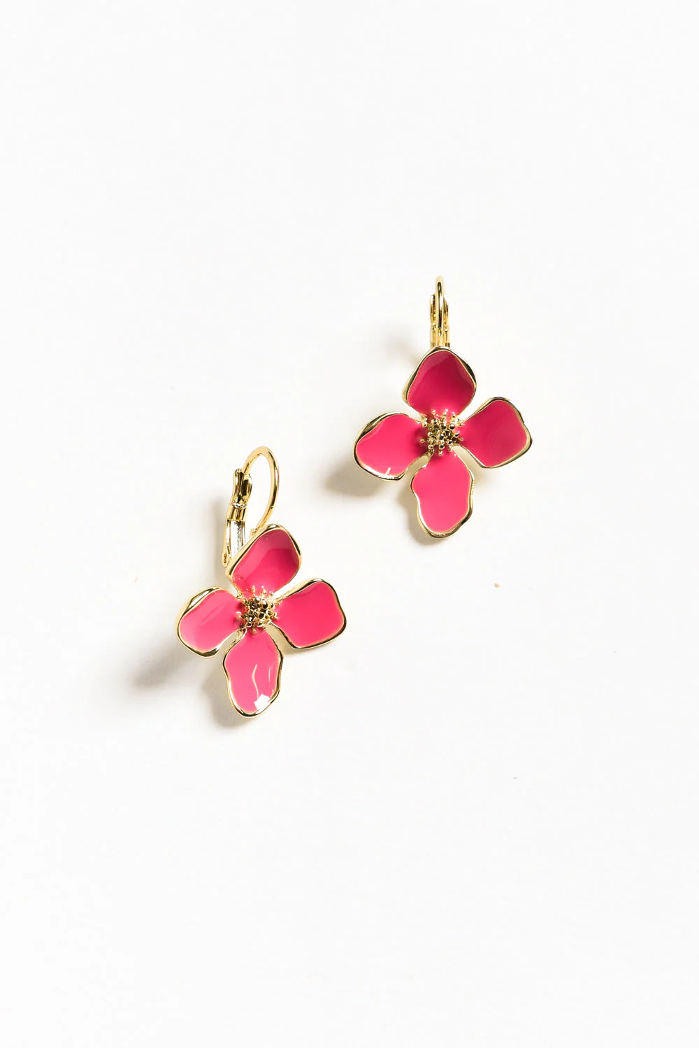 Frannie Pink Flower Clip Earrings