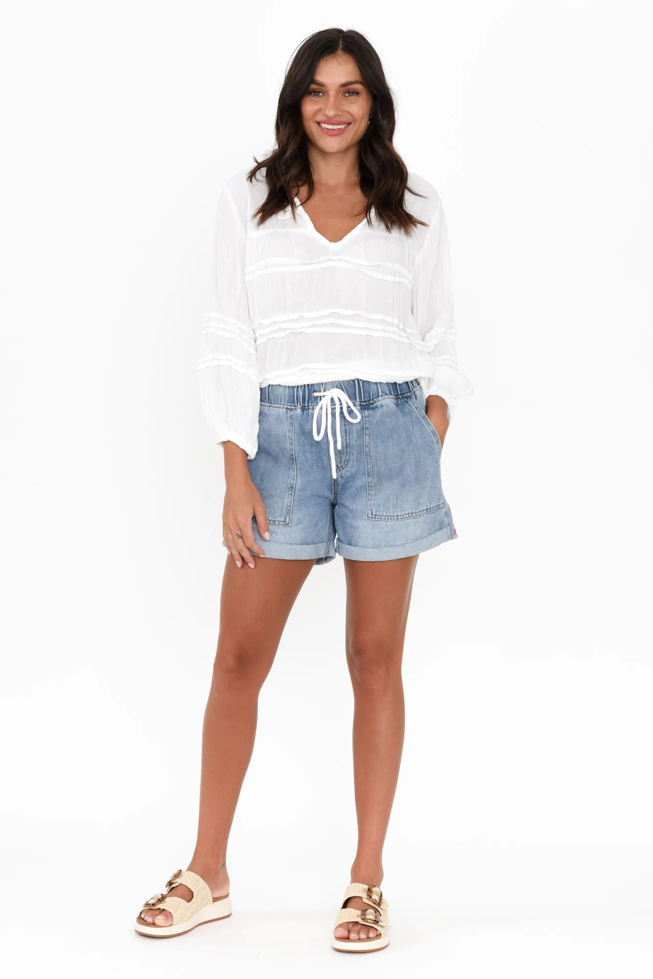 Emma Blue Denim Relaxed Shorts