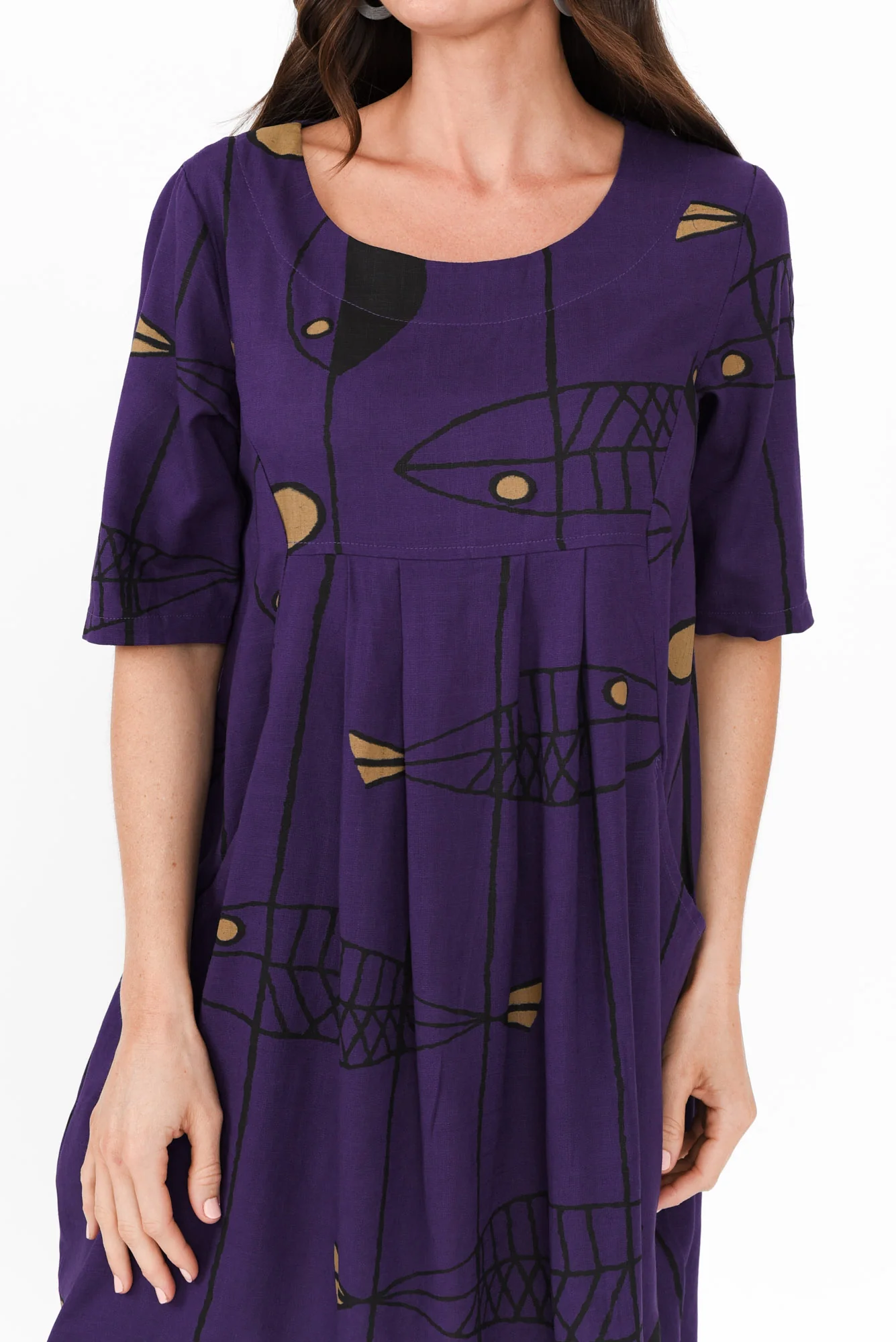 Myley Purple Sea Linen Cotton Dress