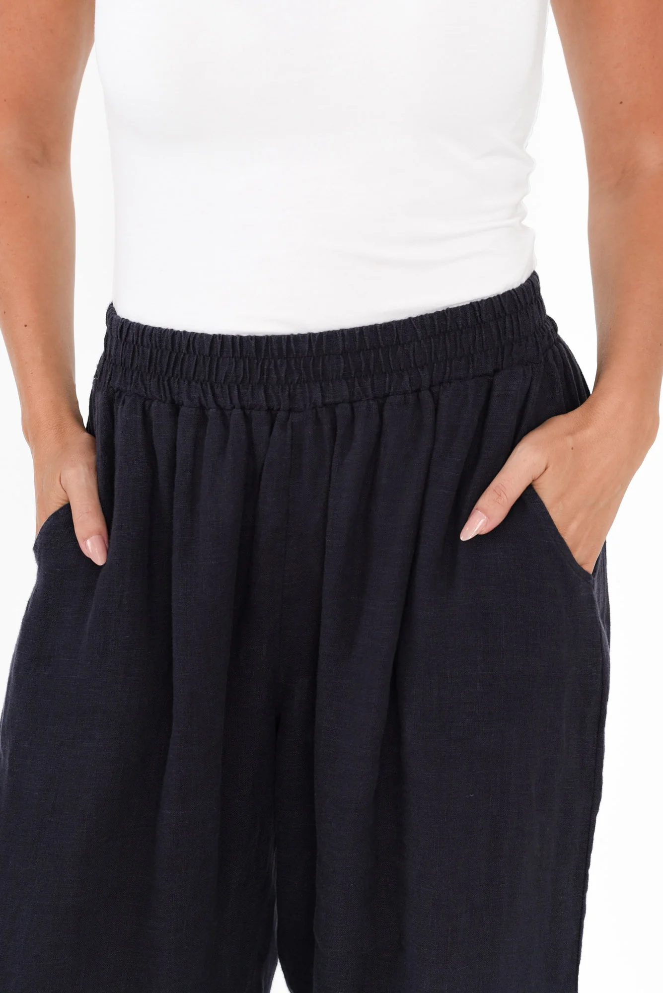 Ataya Navy Linen Pants