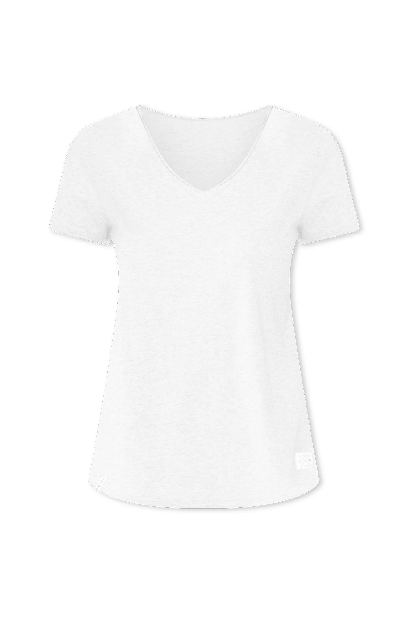Maggie White Cotton Vee Tee