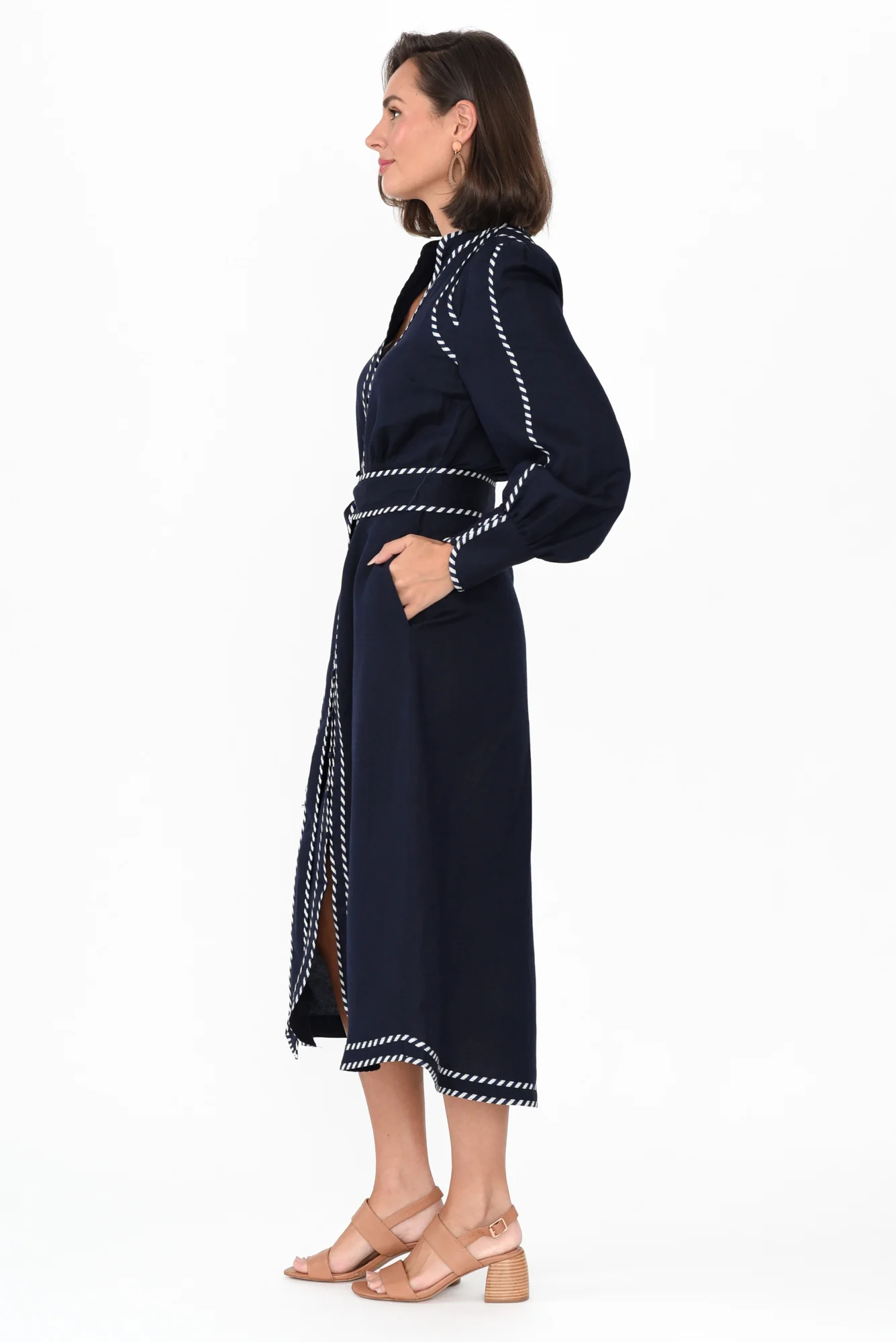 Nova Navy Ink Linen Blend Dress