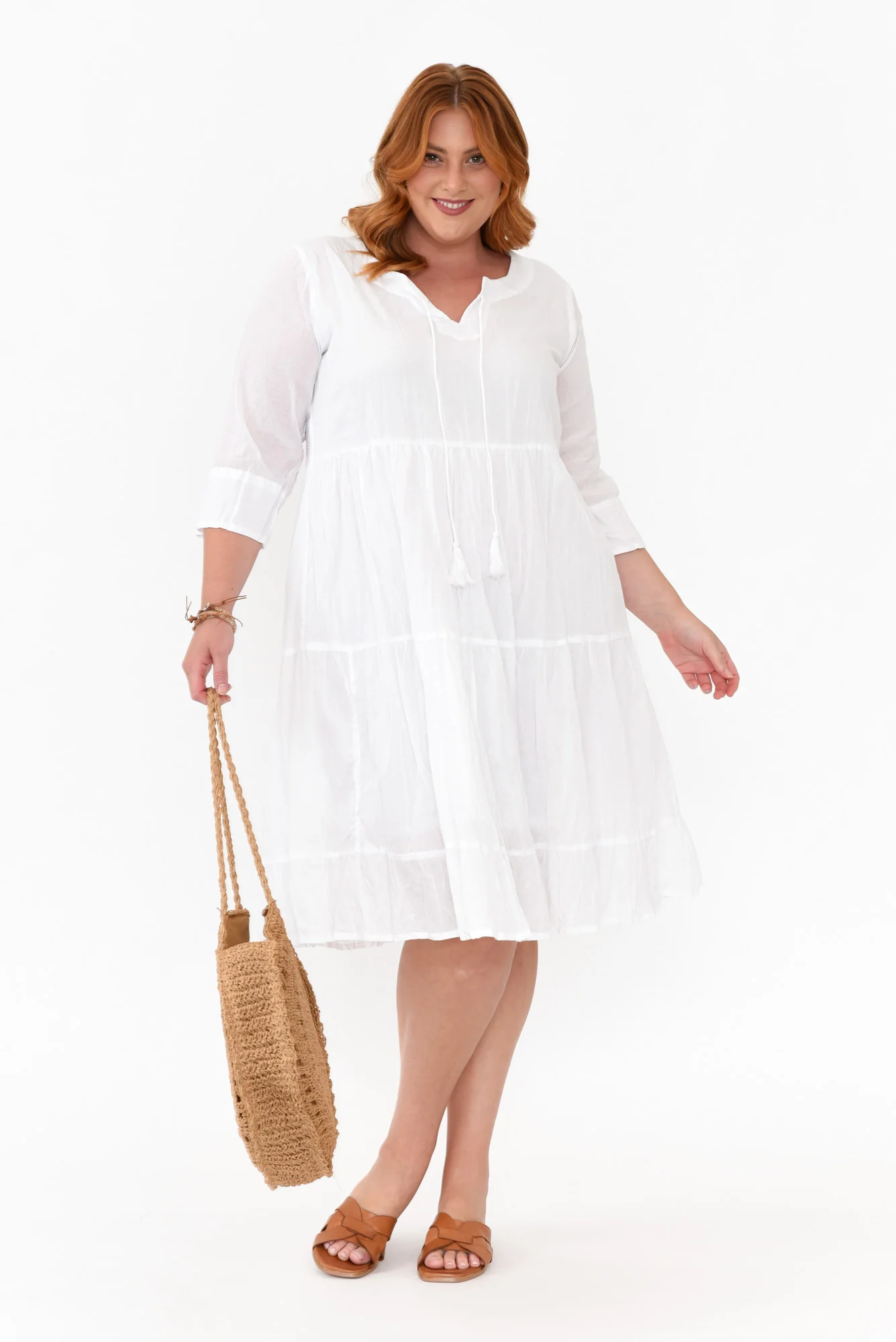 Milana White Crinkle Cotton Dress