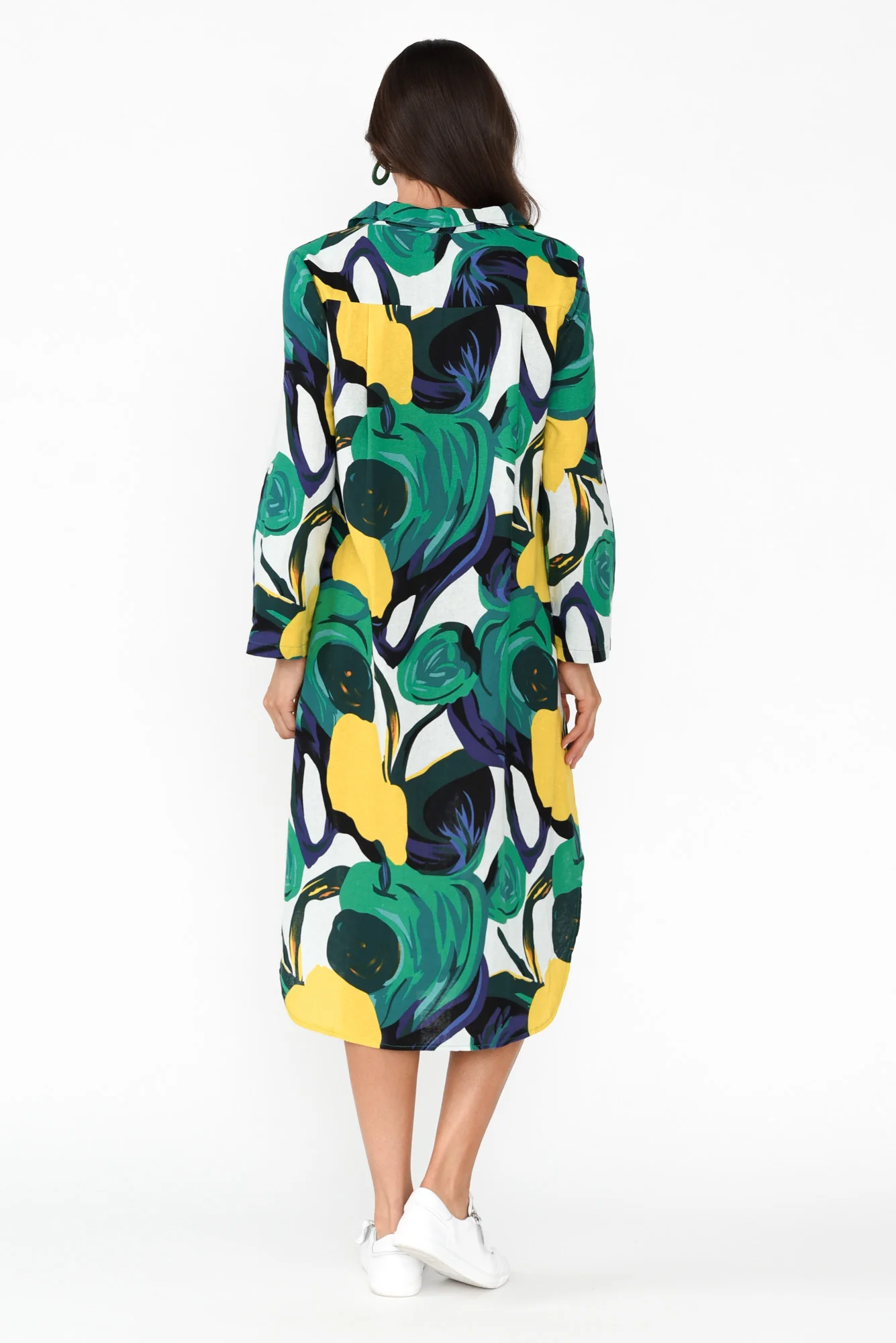 Kisley Green Mosaic Cotton Linen Dress