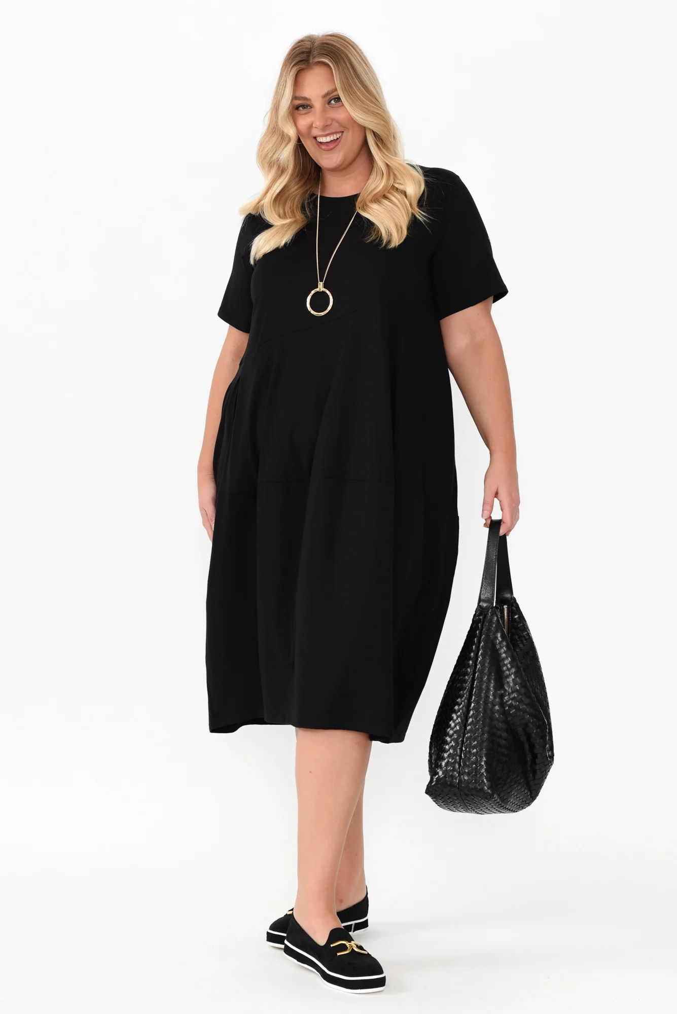 Morgan Black Diagonal Seam Dress