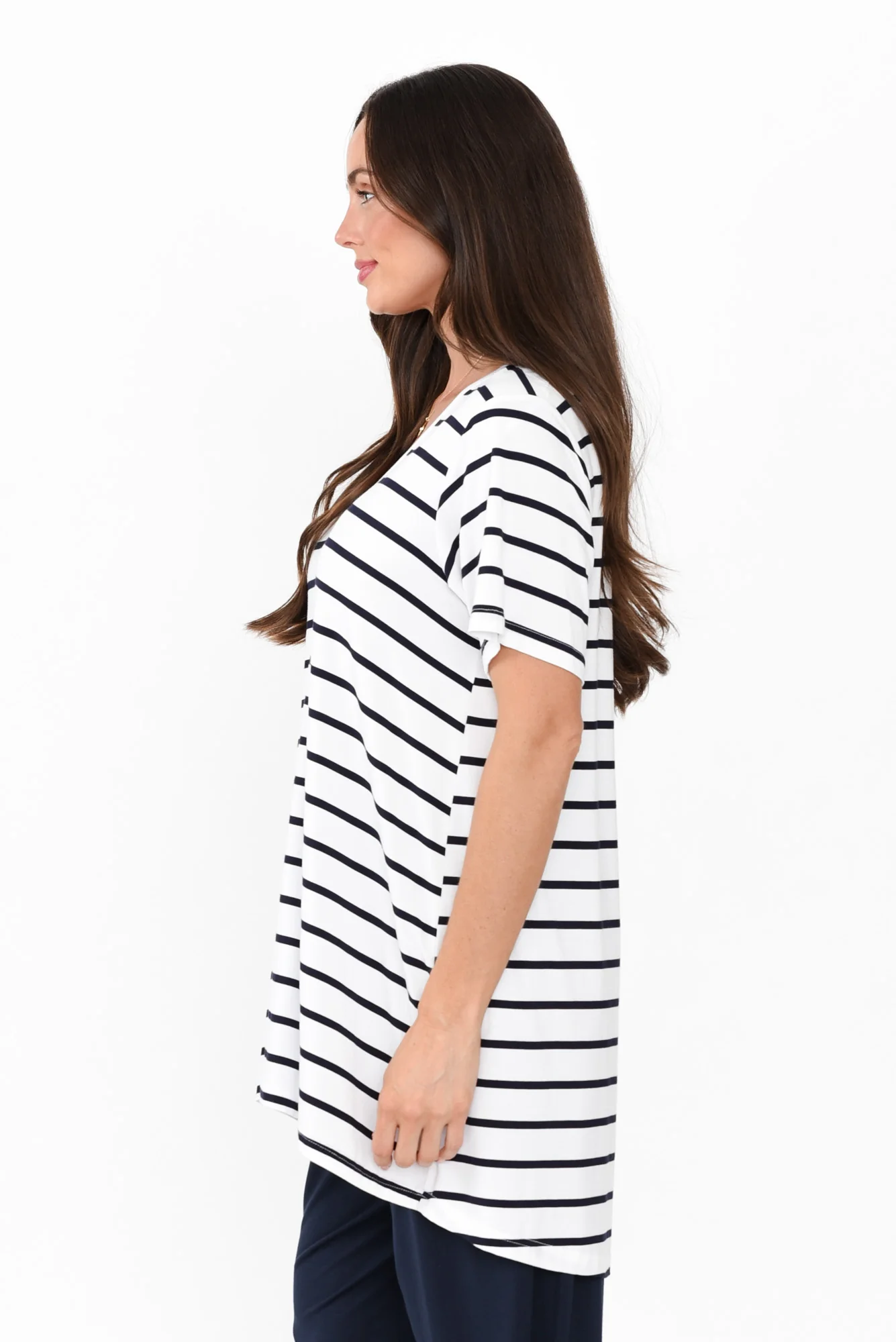 Novella White Stripe Bamboo Top