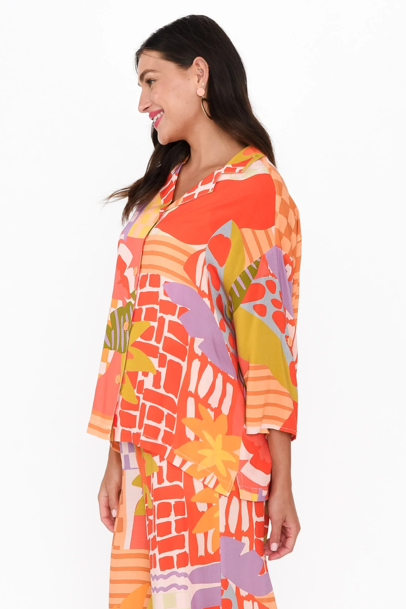 Deb Red Geo Collared Shirt