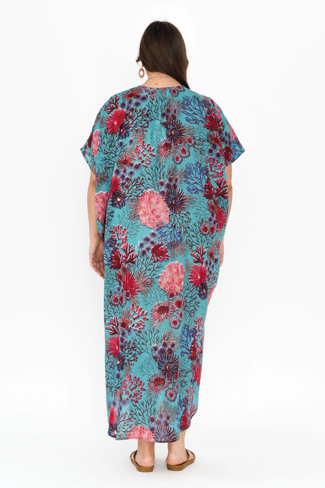 Isla Turquoise Sea Cotton Kaftan